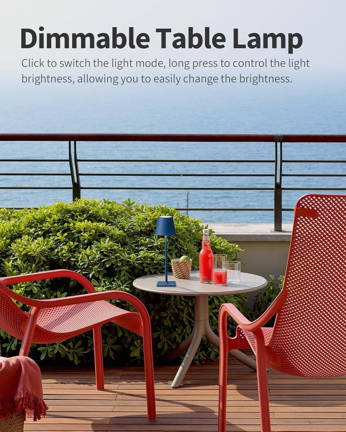 2 Pack Cordless Rechargeable LED Desk Lamp With 3 Color Stepless Dimming Blue For Home Office And Outdoor Settings