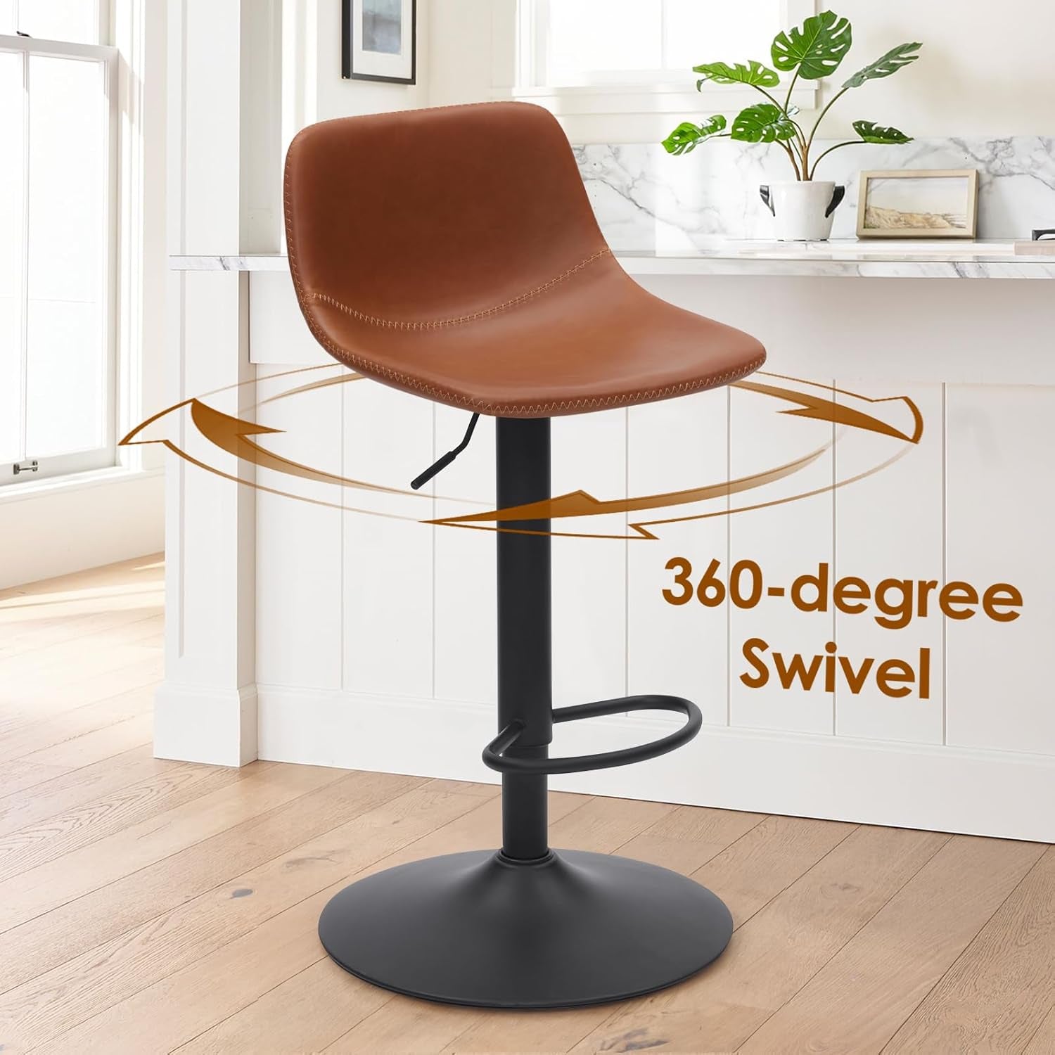 Adjustable Mid Century Swivel Bar Stool Set Of 2 For Kitchen