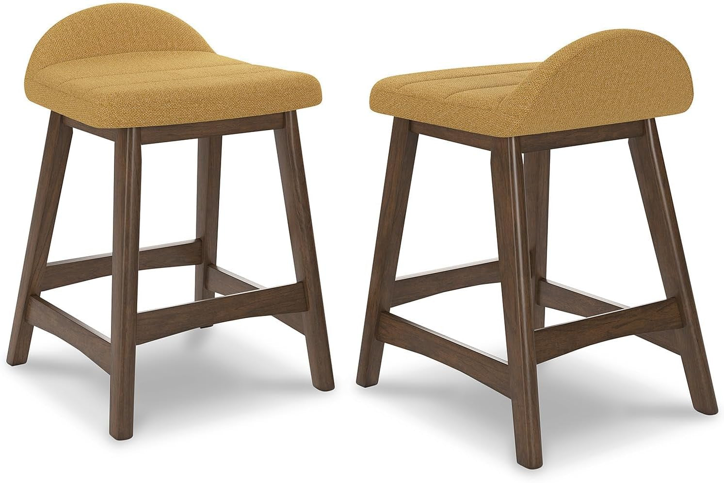 Mustard Brown Upholstered Counter Height Bar Stool Set Of 2