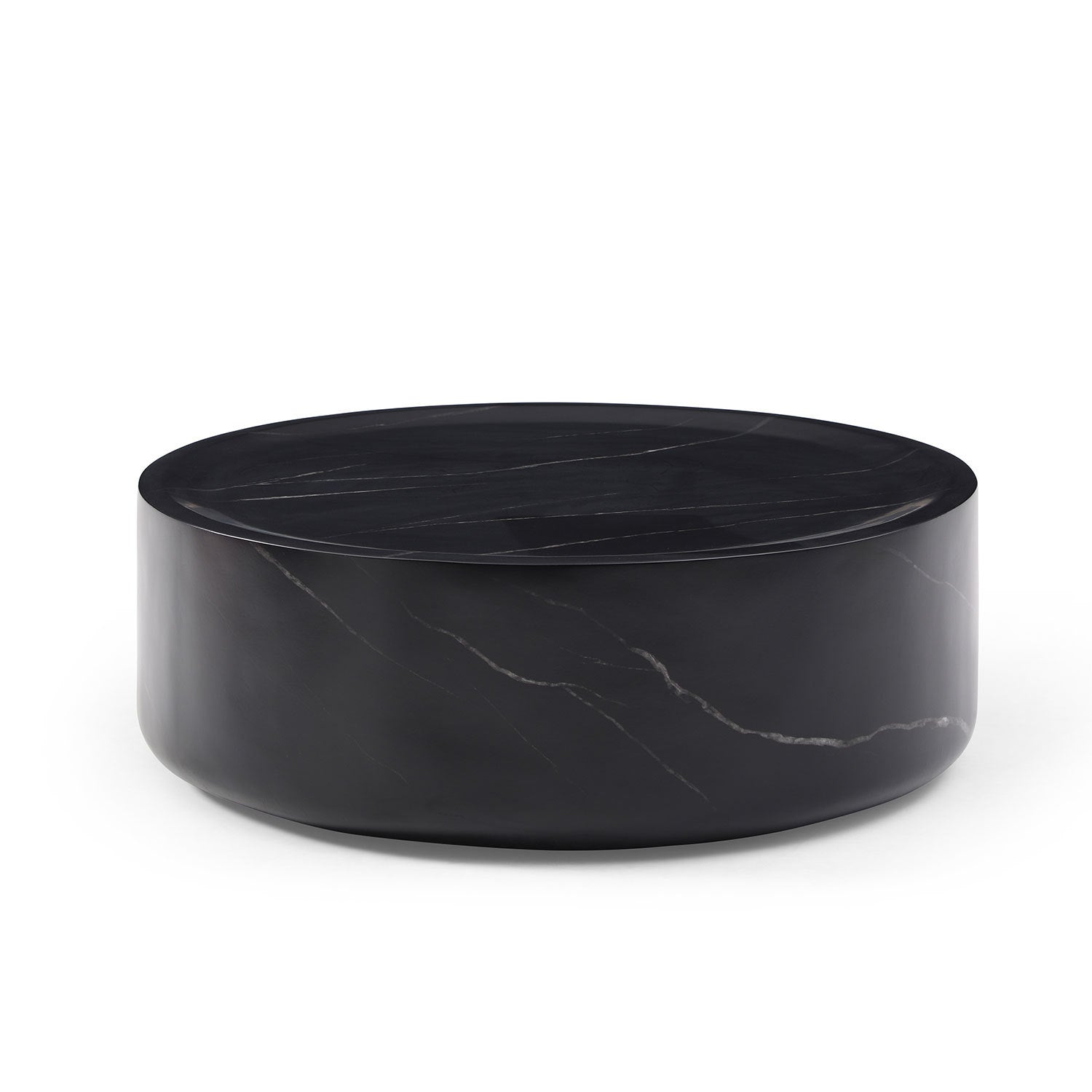 Round Black Marble Fiberglass Coffee Table-1