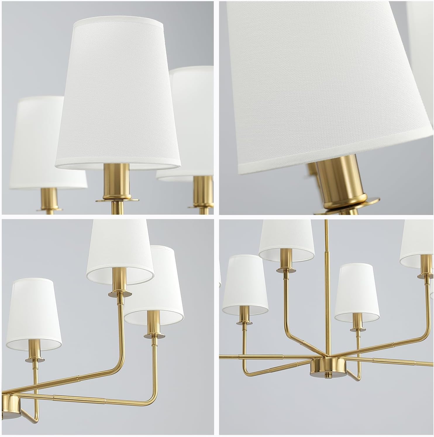 Six Light Brushed Gold Chandelier Industrial Fixture-4
