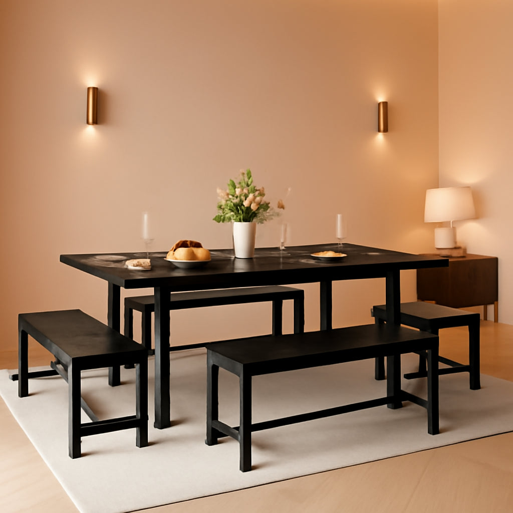 63 Inch Extendable Dining Table Set Black For 4 To 8