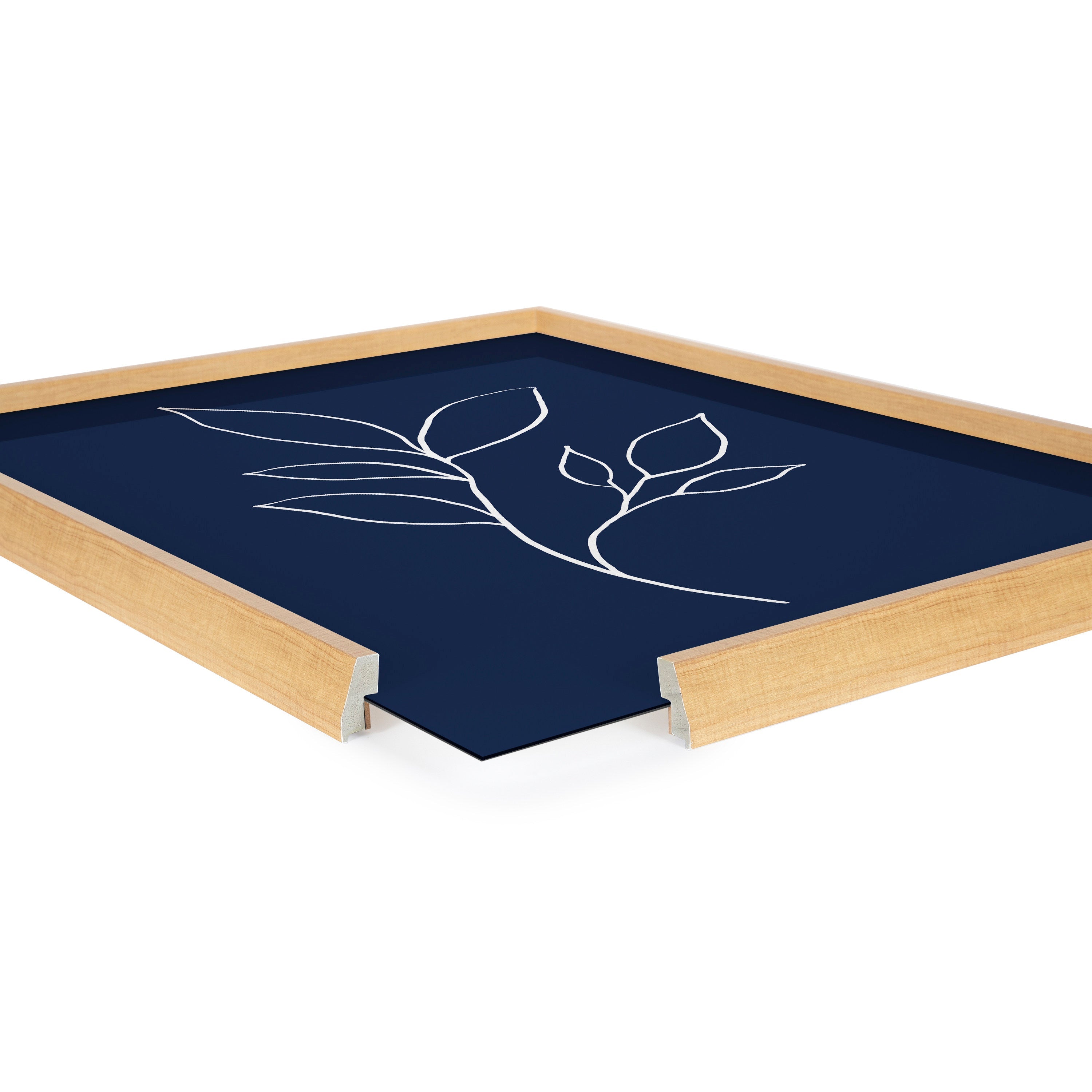 Blake Modern Blue Botanical Line Sketch Print 3 Framed Printed Glass by The Creative Bunch Studio