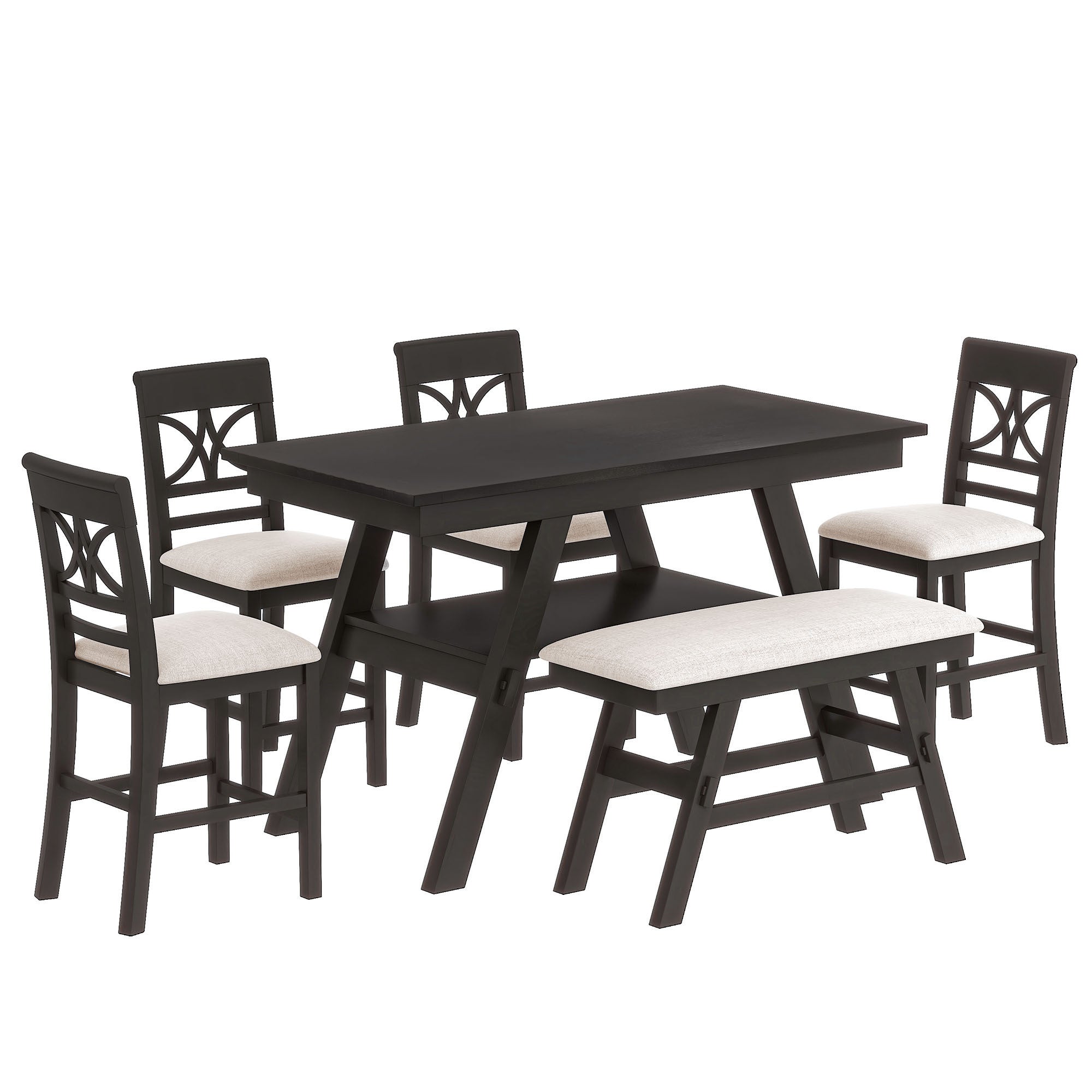 6-Piece Wood Counter Height Dining Table Set-0