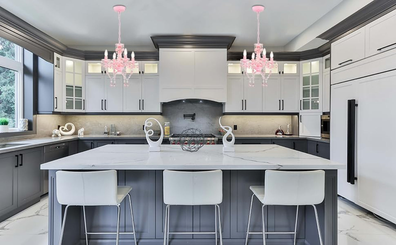 Pink Mini Crystal Chandelier With Acrylic Crystals-1