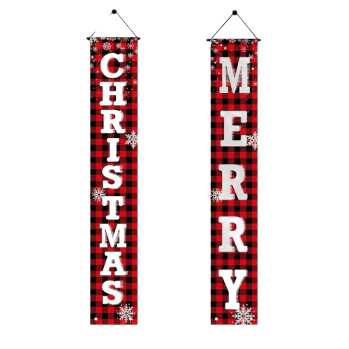 Enhance Your Festive Decor with Set of 2 Christmas Outdoor Porch Signs-0