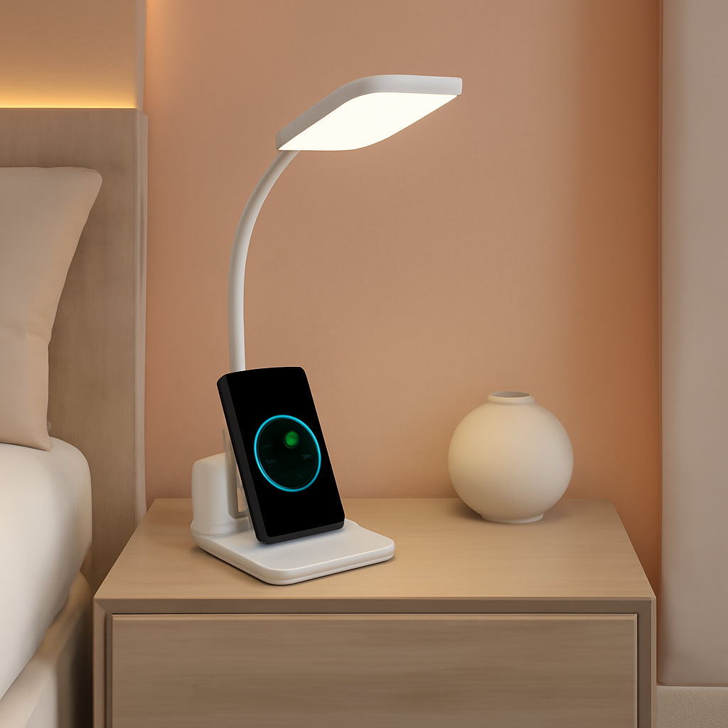 LED Desk Lamp With Wireless Charger White 800 Lumen
