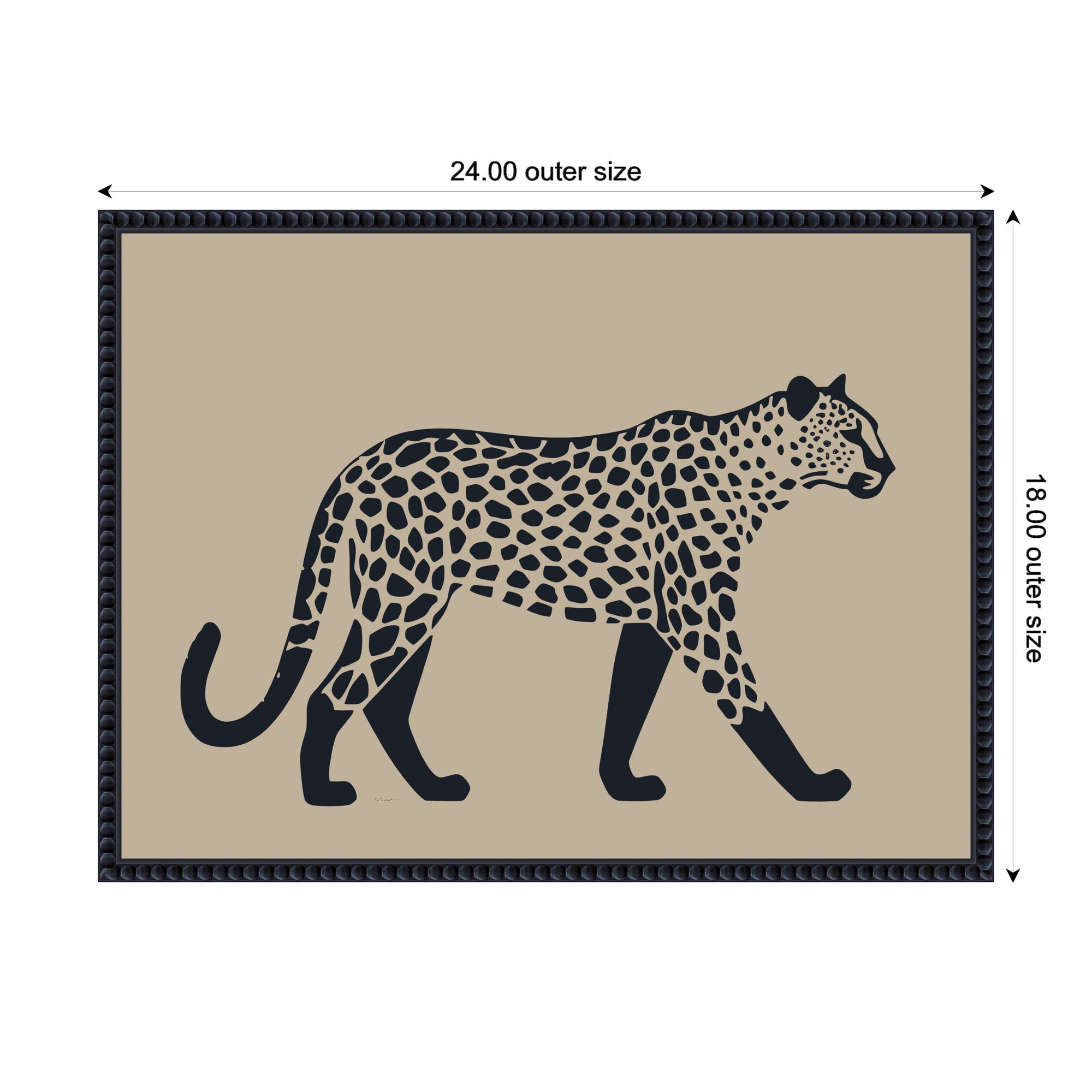 Modern Linocut Leopard 2 by The Creative Bunch Studio Framed Canvas Wall Art Print