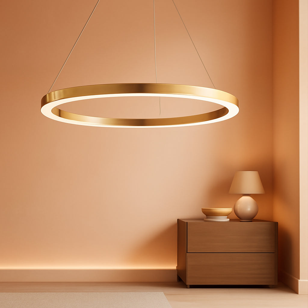 Gold Ring LED Dimmable Pendant Light Chandelier 36 W-0