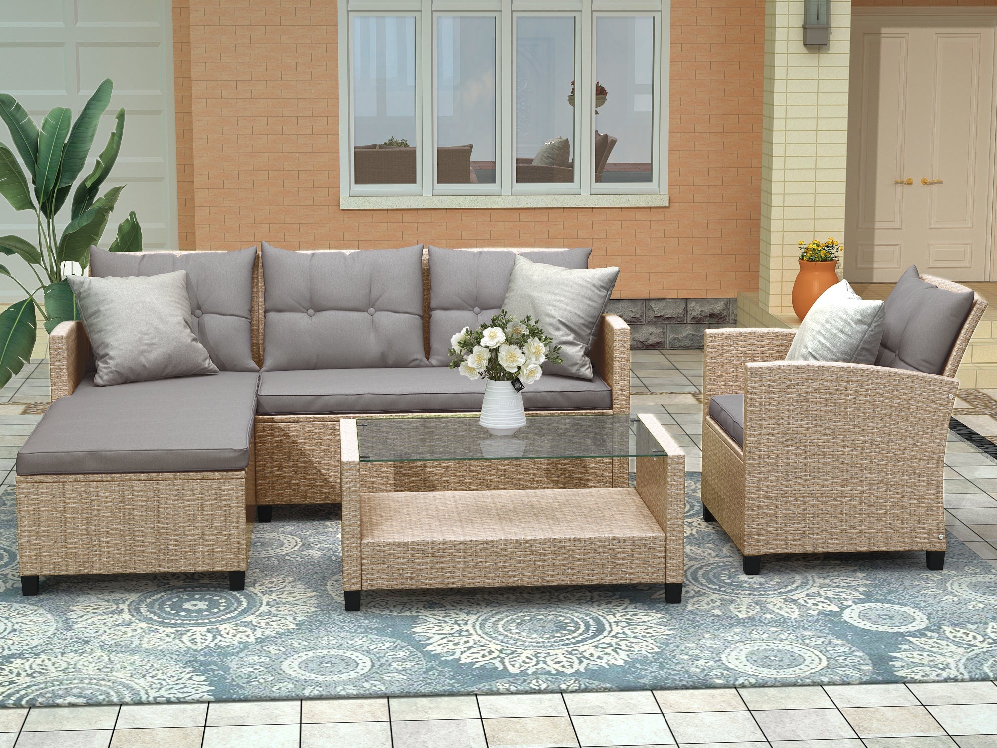 Set Of 4 Piece Outdoor, Patio Furniture-1