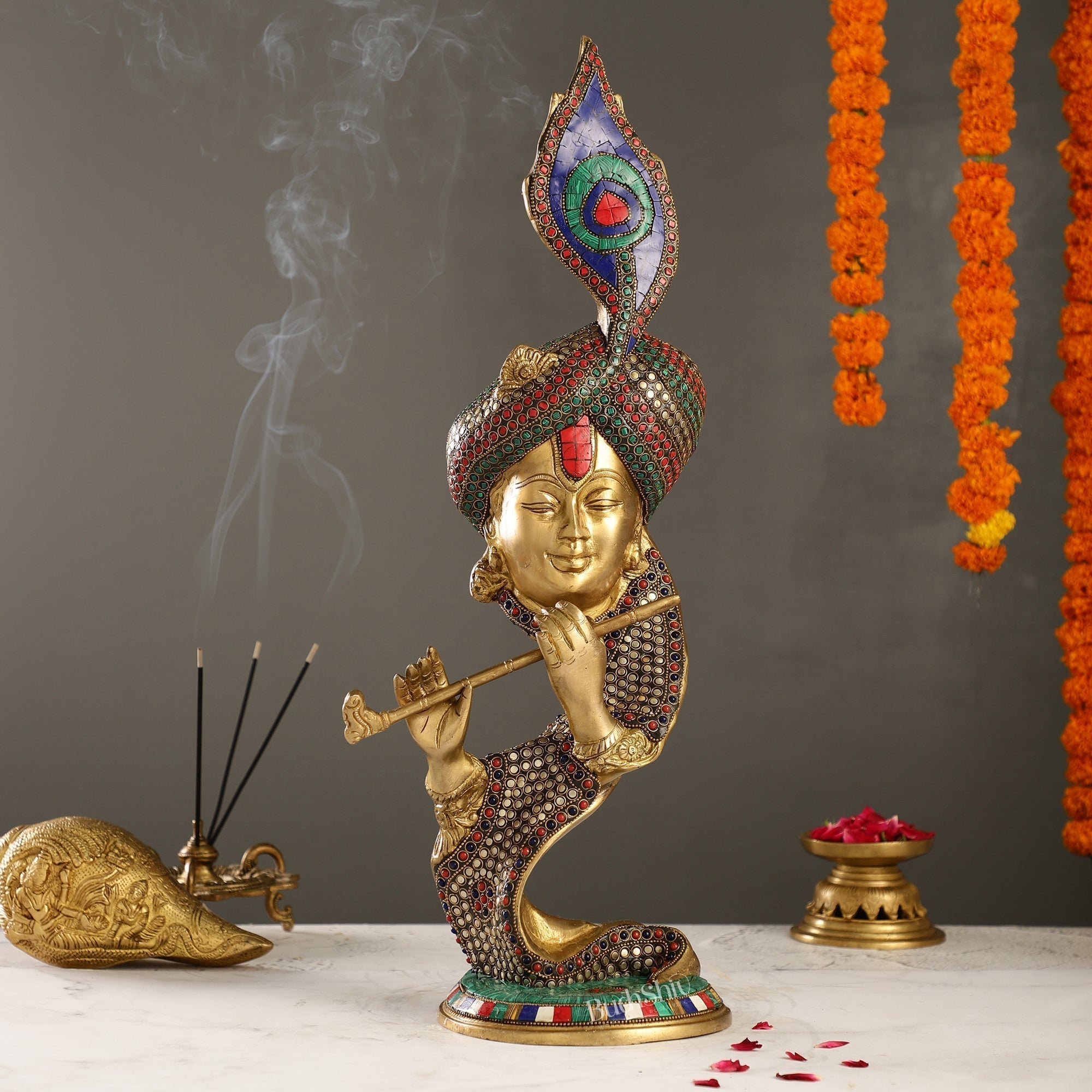Beautiful Krishna Brass Idol Showpiece 20"-0