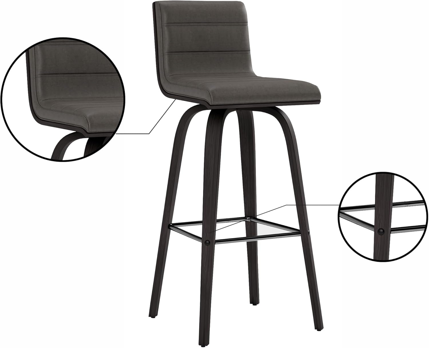 Vienna 30 Inch Bar Height Bar Stool Grey And Black