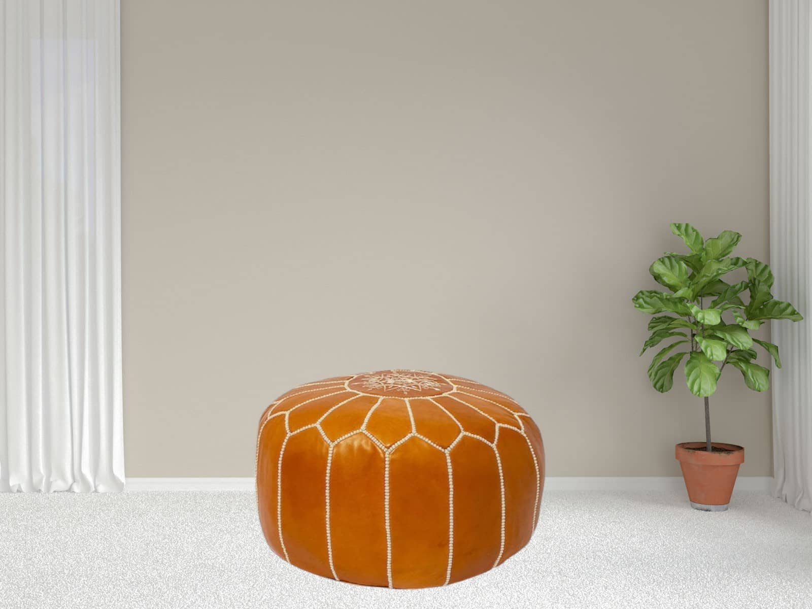 Moroccan  Round Pouf – Cozy Comfort in Earthy Elegance-2