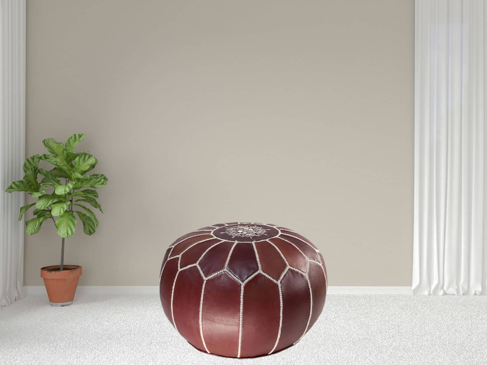 Moroccan  Round Pouf – Cozy Comfort in Earthy Elegance-2