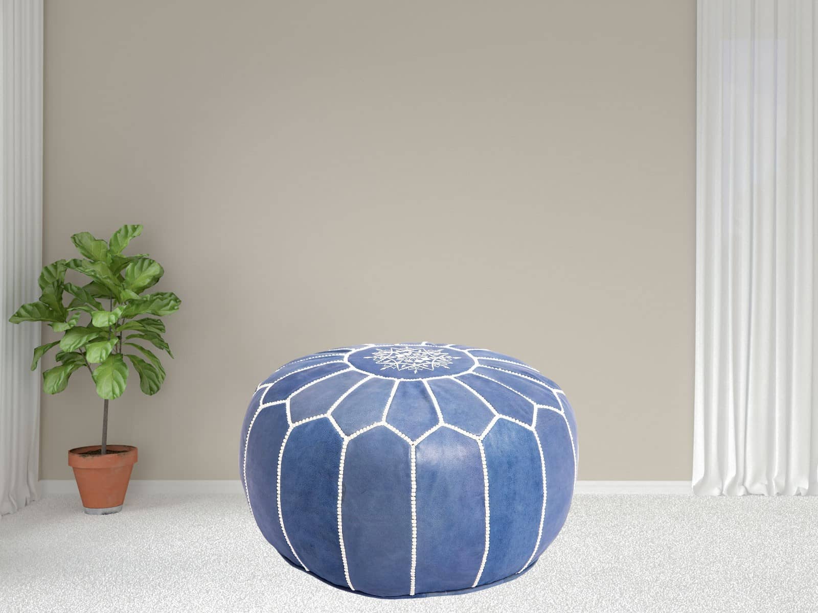 Moroccan  Round Pouf – Cozy Comfort in Earthy Elegance-2