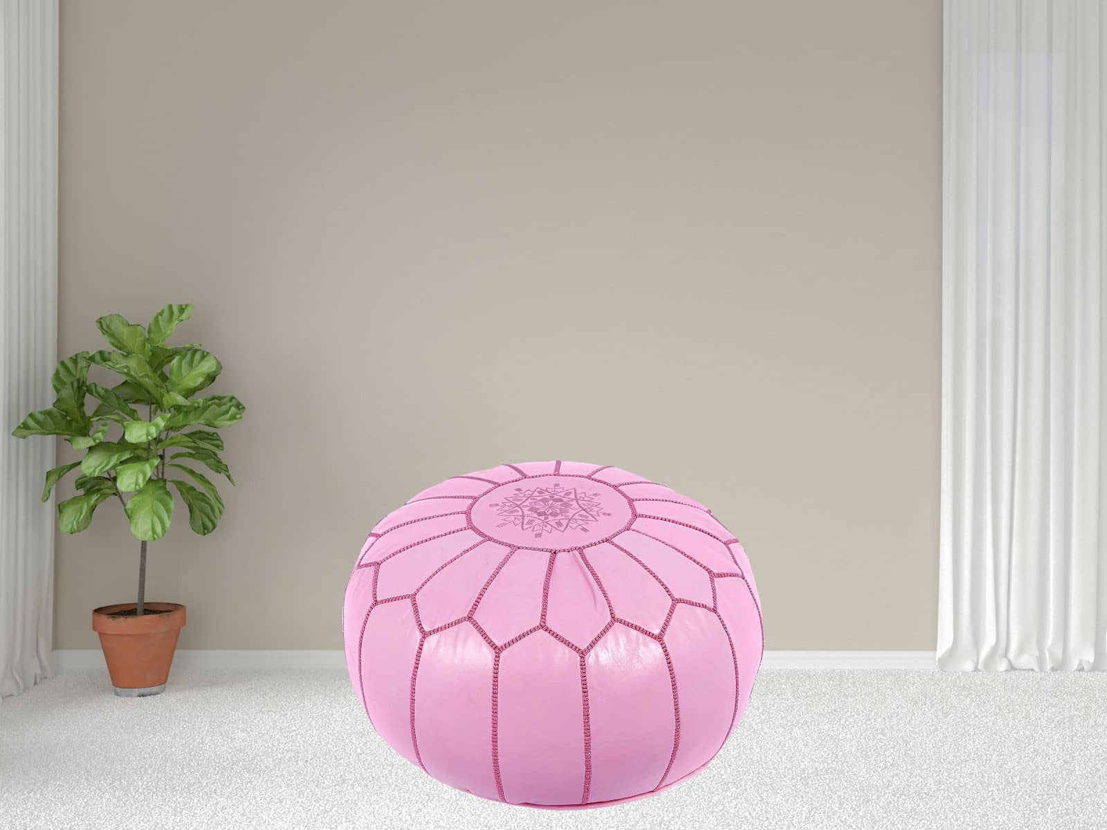 Moroccan  Round Pouf – Cozy Comfort in Earthy Elegance-2