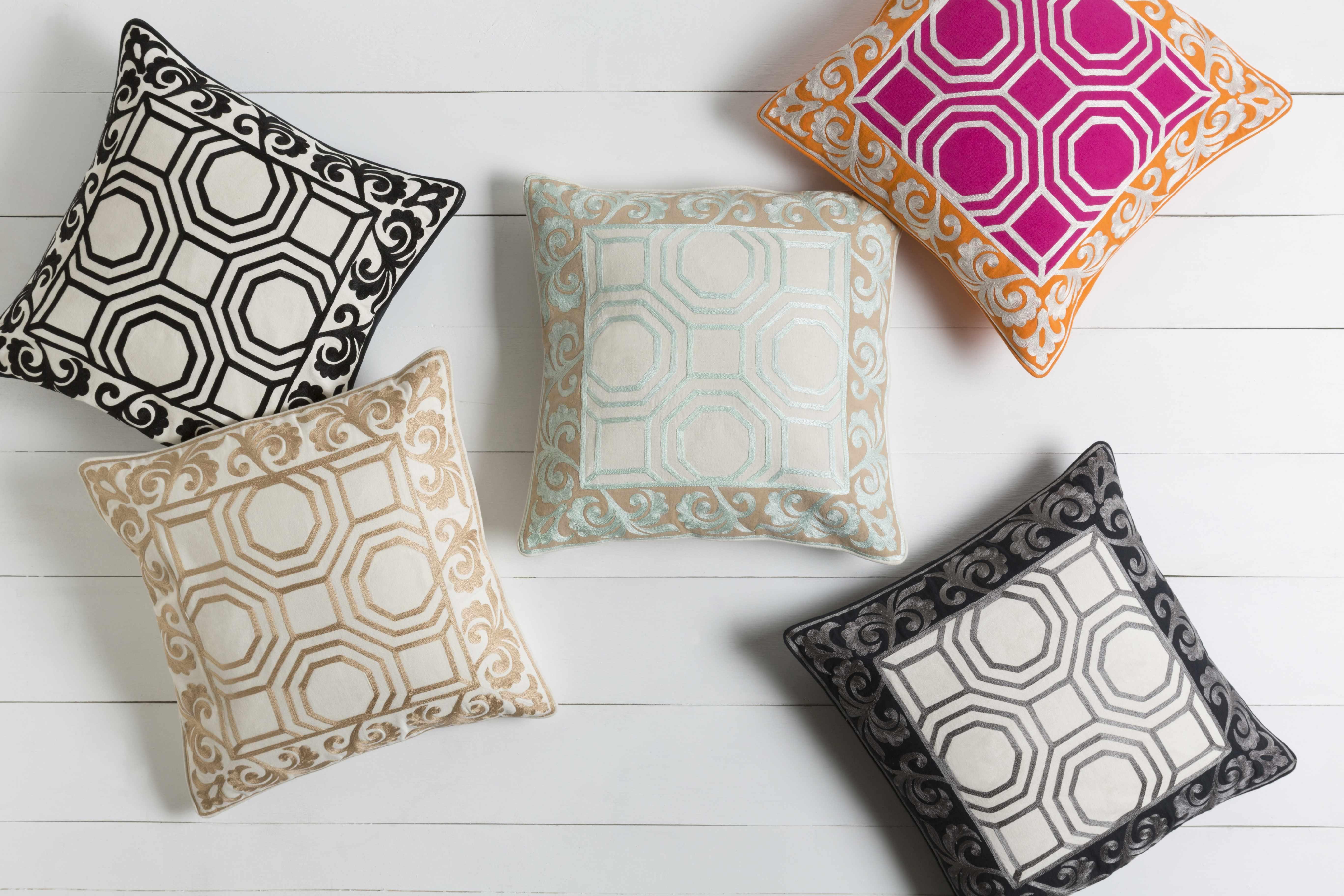 Lititz Gold Geometric Scroll Accent Pillow - PRHOMZ