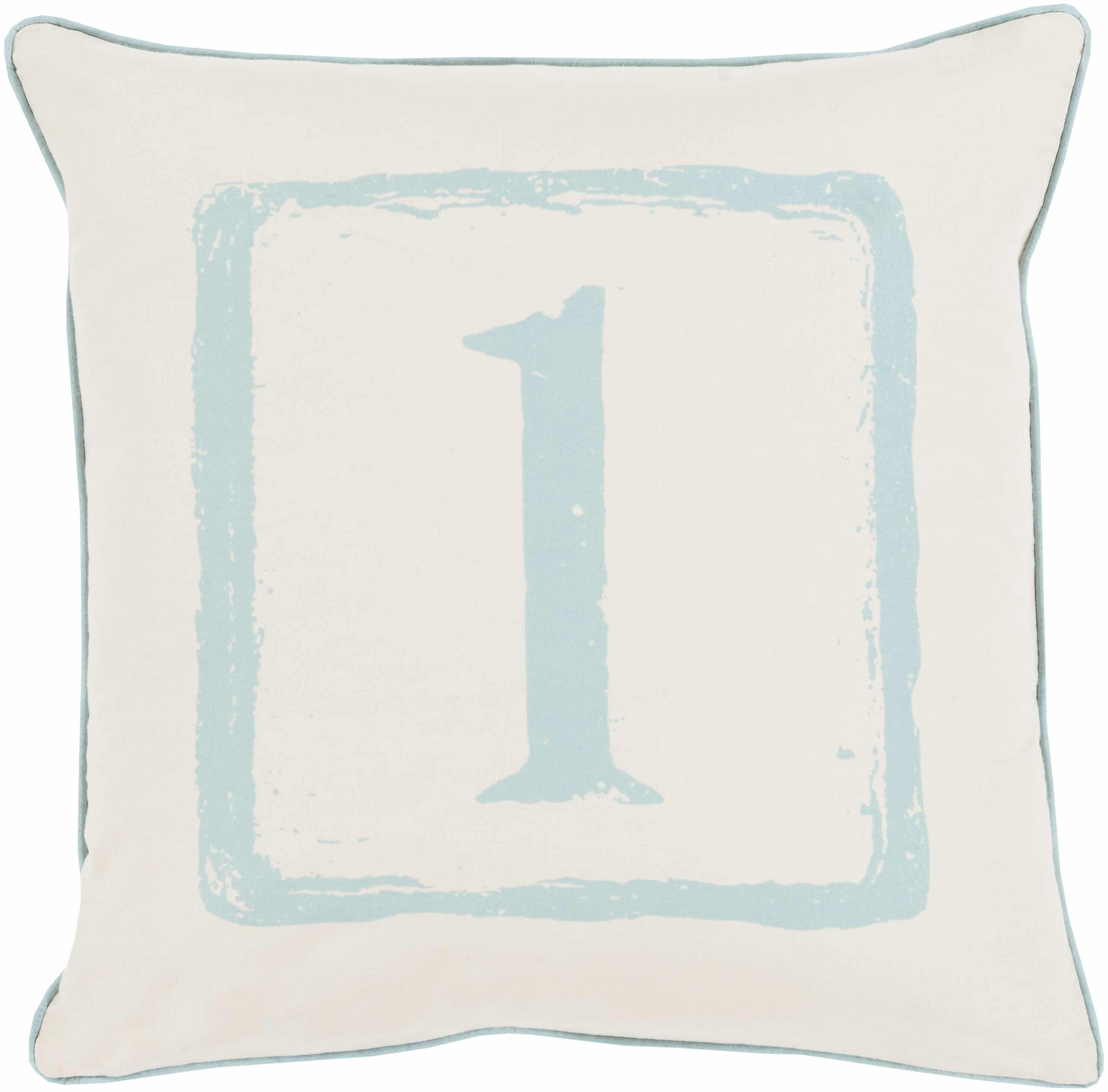 Benalla Pastel Blue Number 1 Throw Pillow - Clearance-0