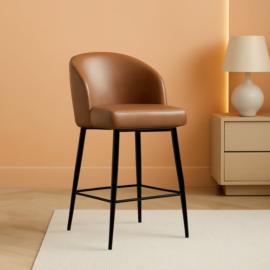 Counter Height Bar Stools 3 Saddle Brown 360 Degree Swivel