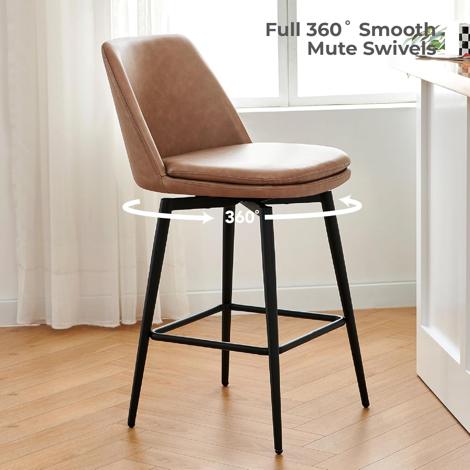 Counter Height Swivel Barstools Set of Four Stylish Comfort