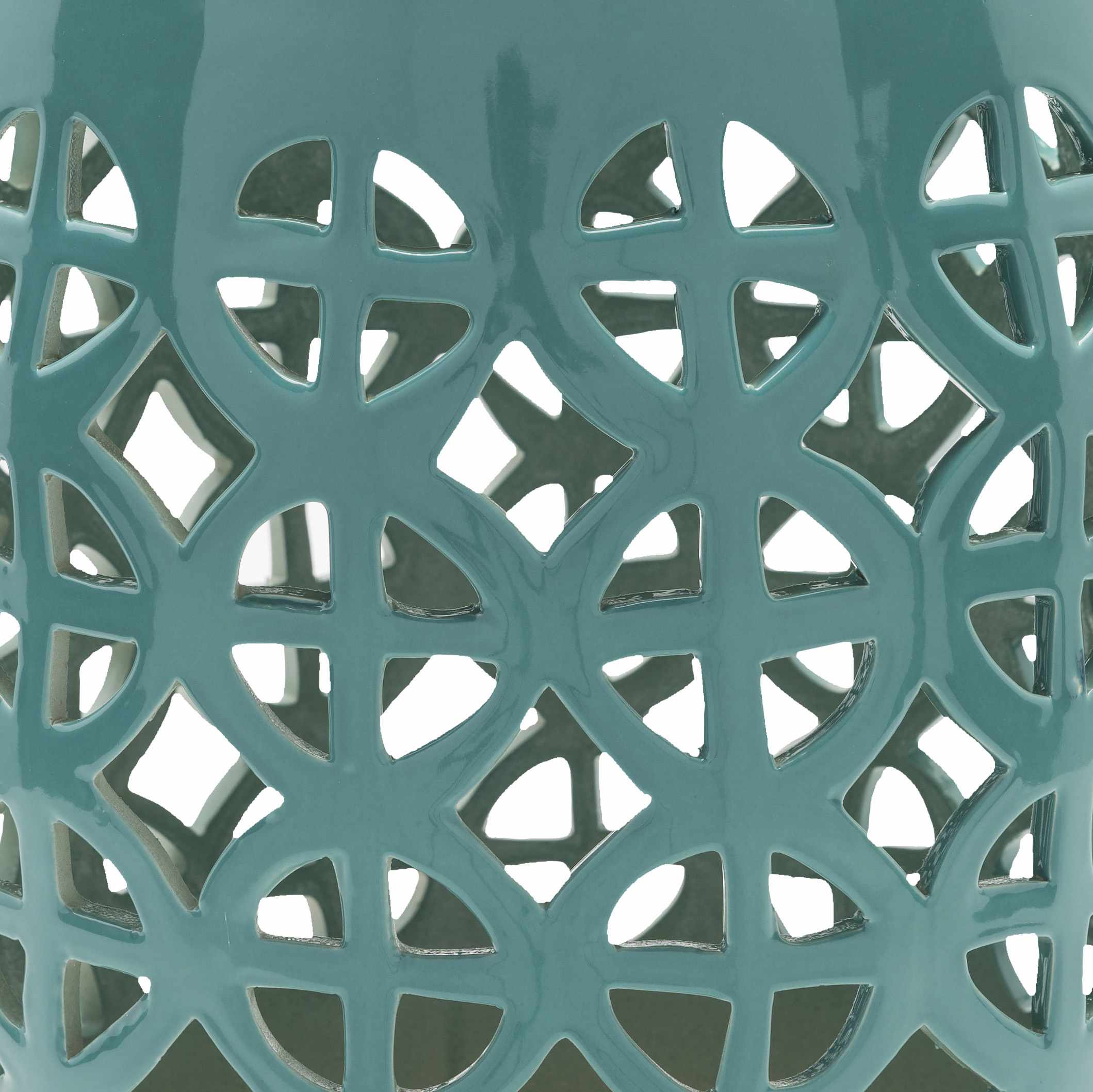 Blue Teal Geometric Ceramic Stool-2