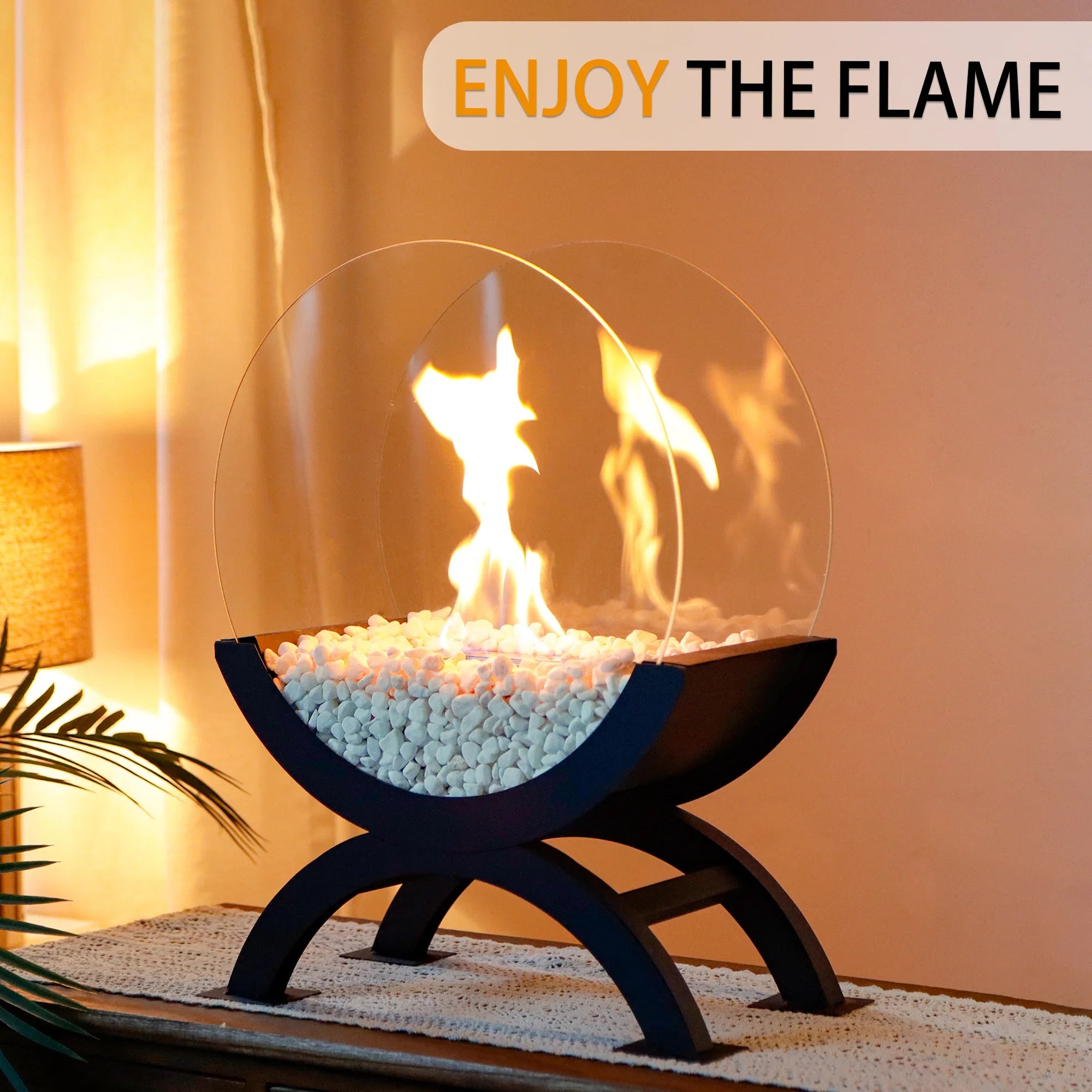 48cm H Portable Round Tabletop Fireplace-1