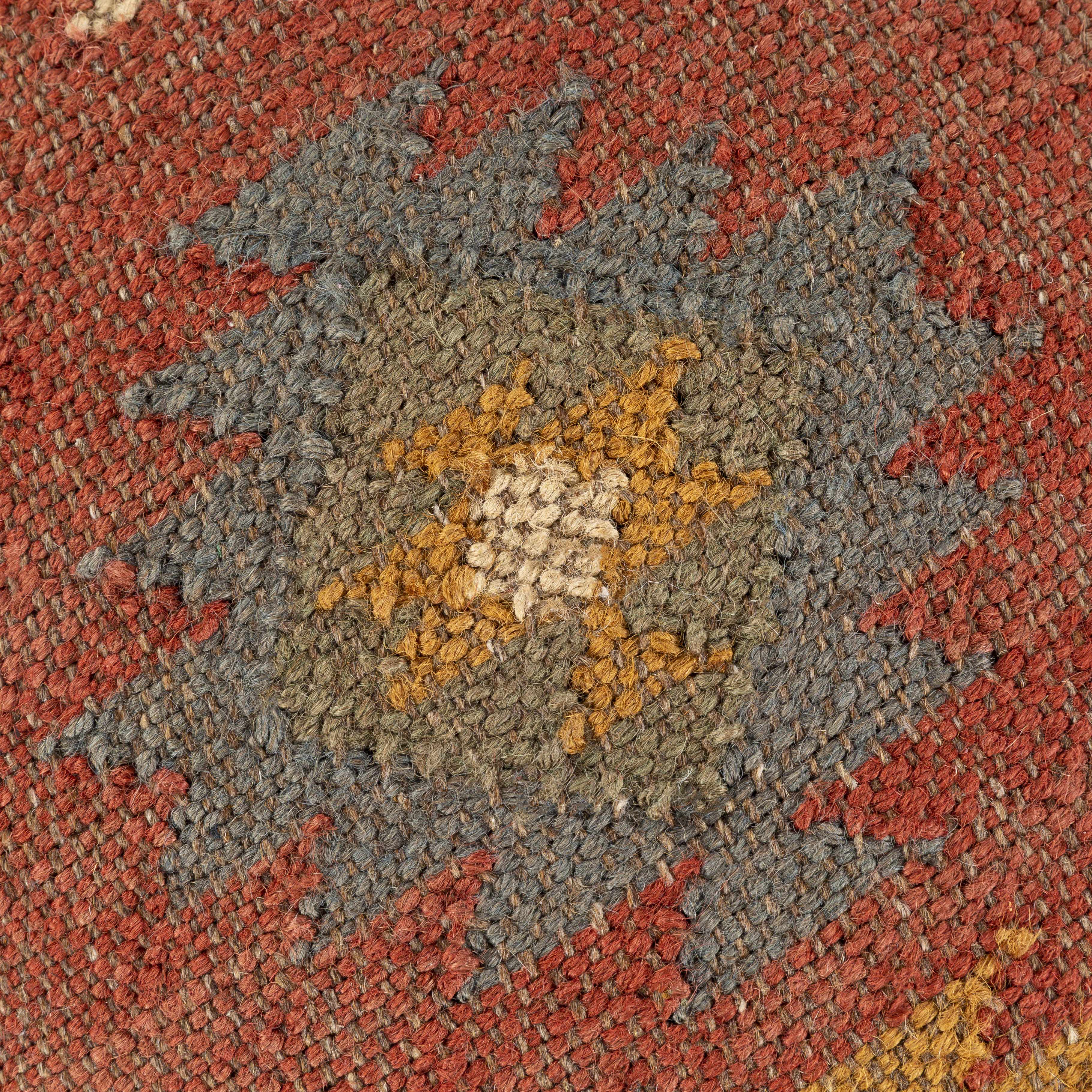 Brick Red Wood Frame Ottoman Stool-4