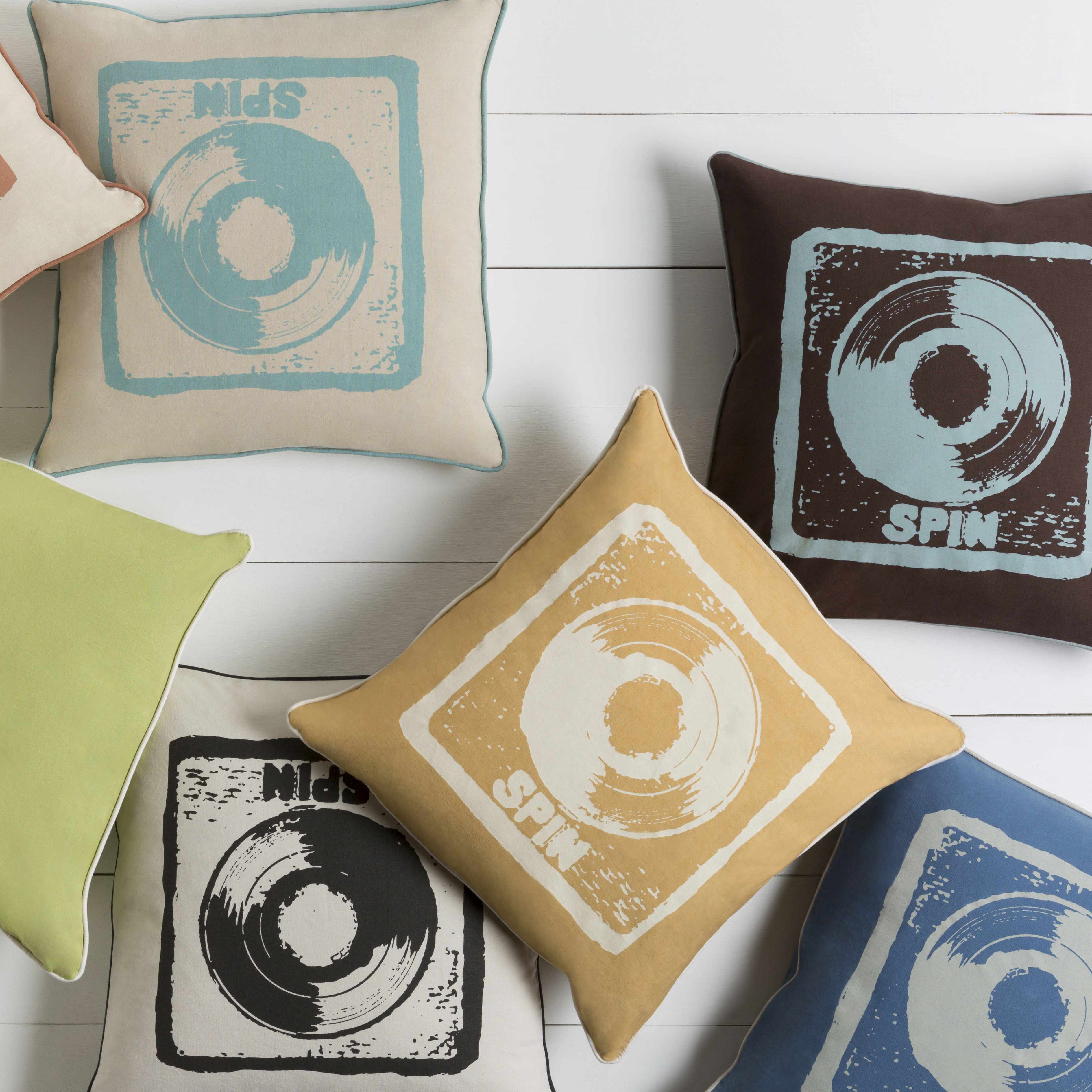 Brixworth Spin Black Vinyl Throw Pillow  - Clearance-2