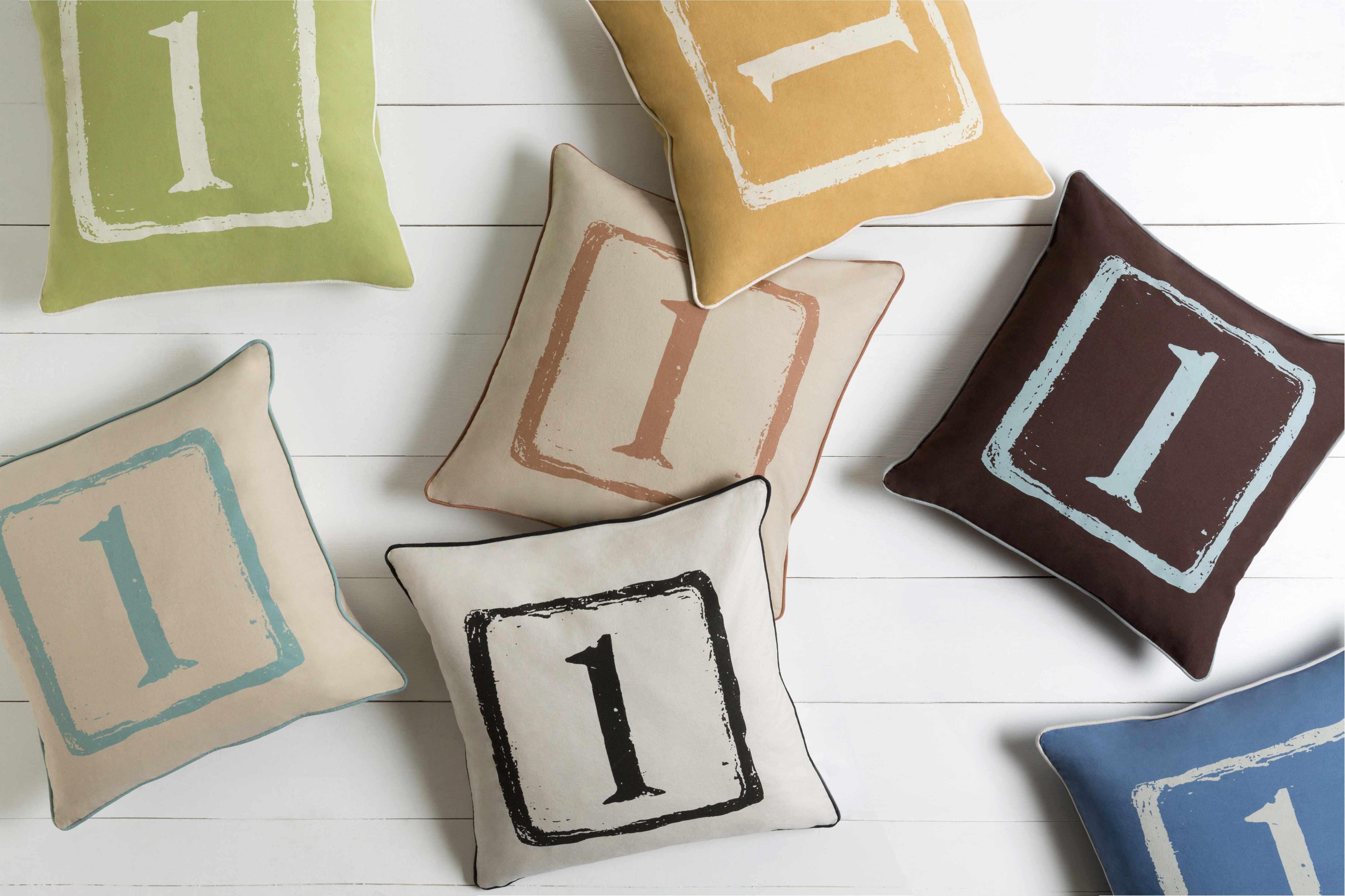 Benalla Pastel Blue Number 1 Throw Pillow - Clearance-2