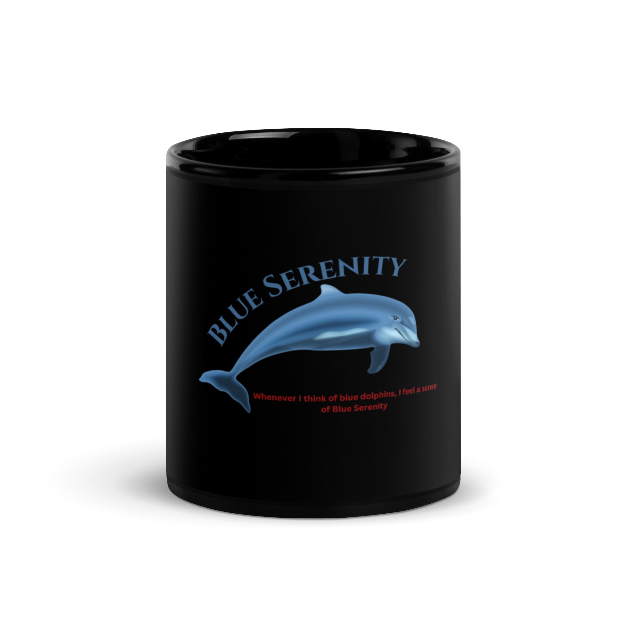 Blue Serenity Dolphin Mug Black Glossy Design By HadiArts-2