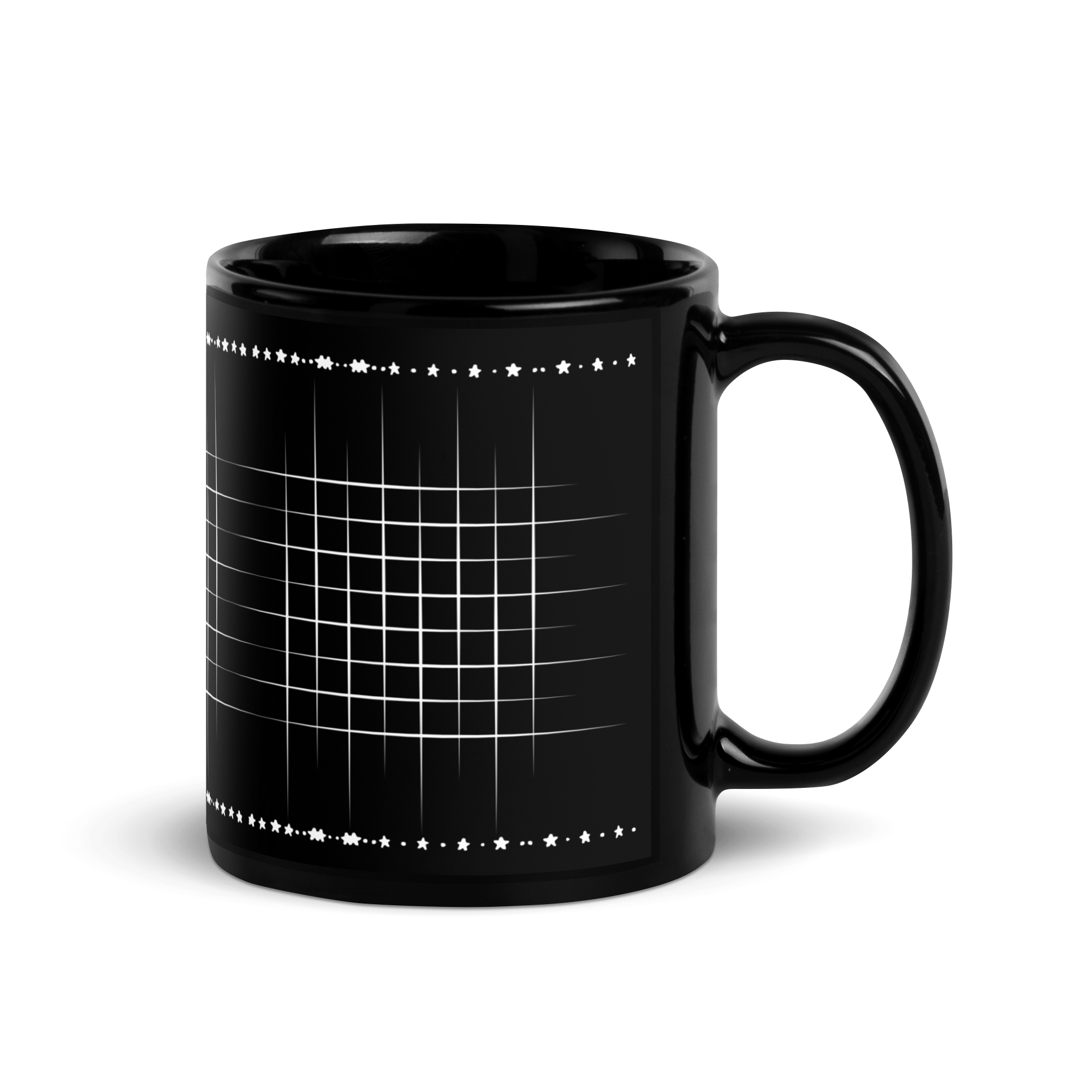 Aura Black Coffee Mugs with Grid design by HadiArts-6