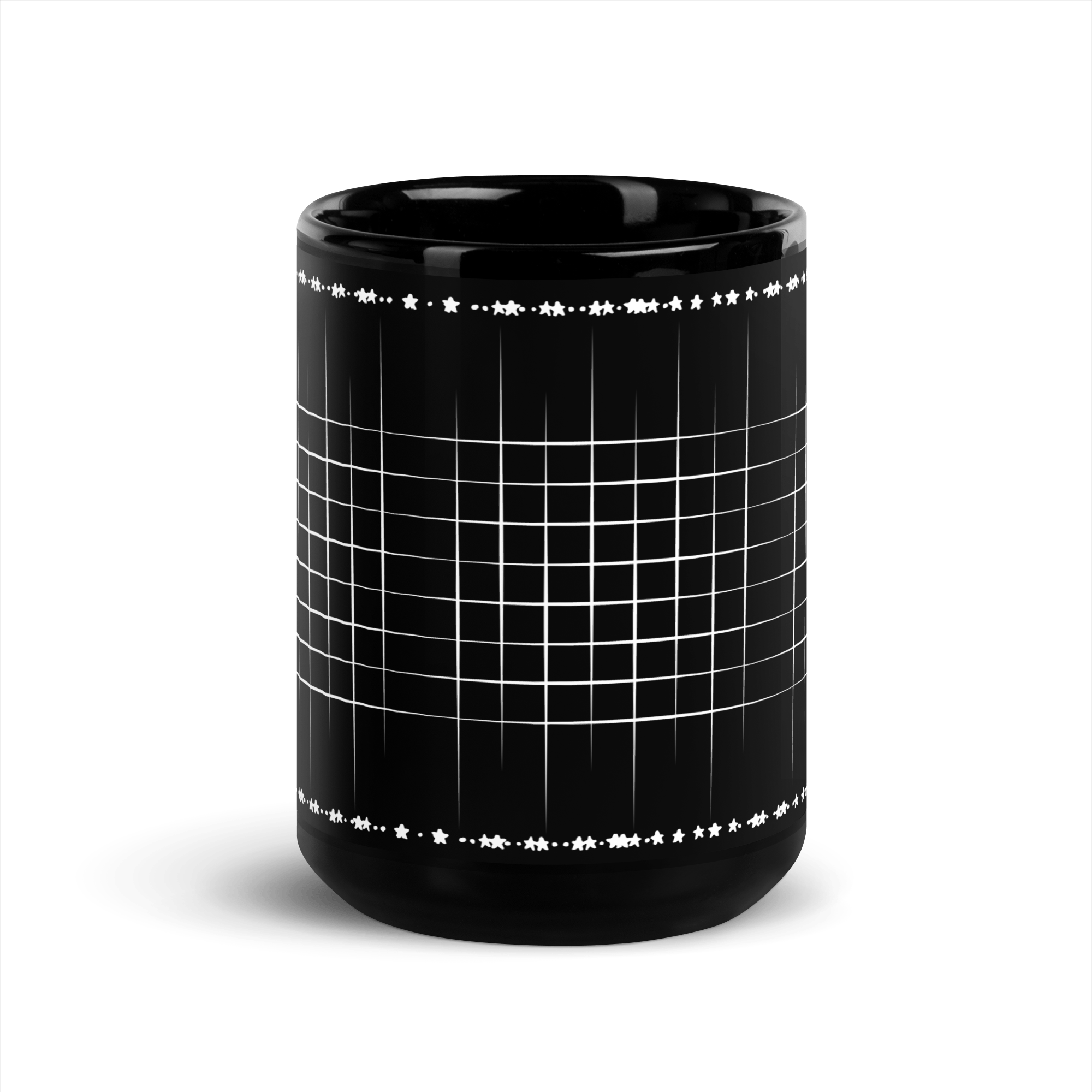 Aura Black Coffee Mugs with Grid design by HadiArts-7