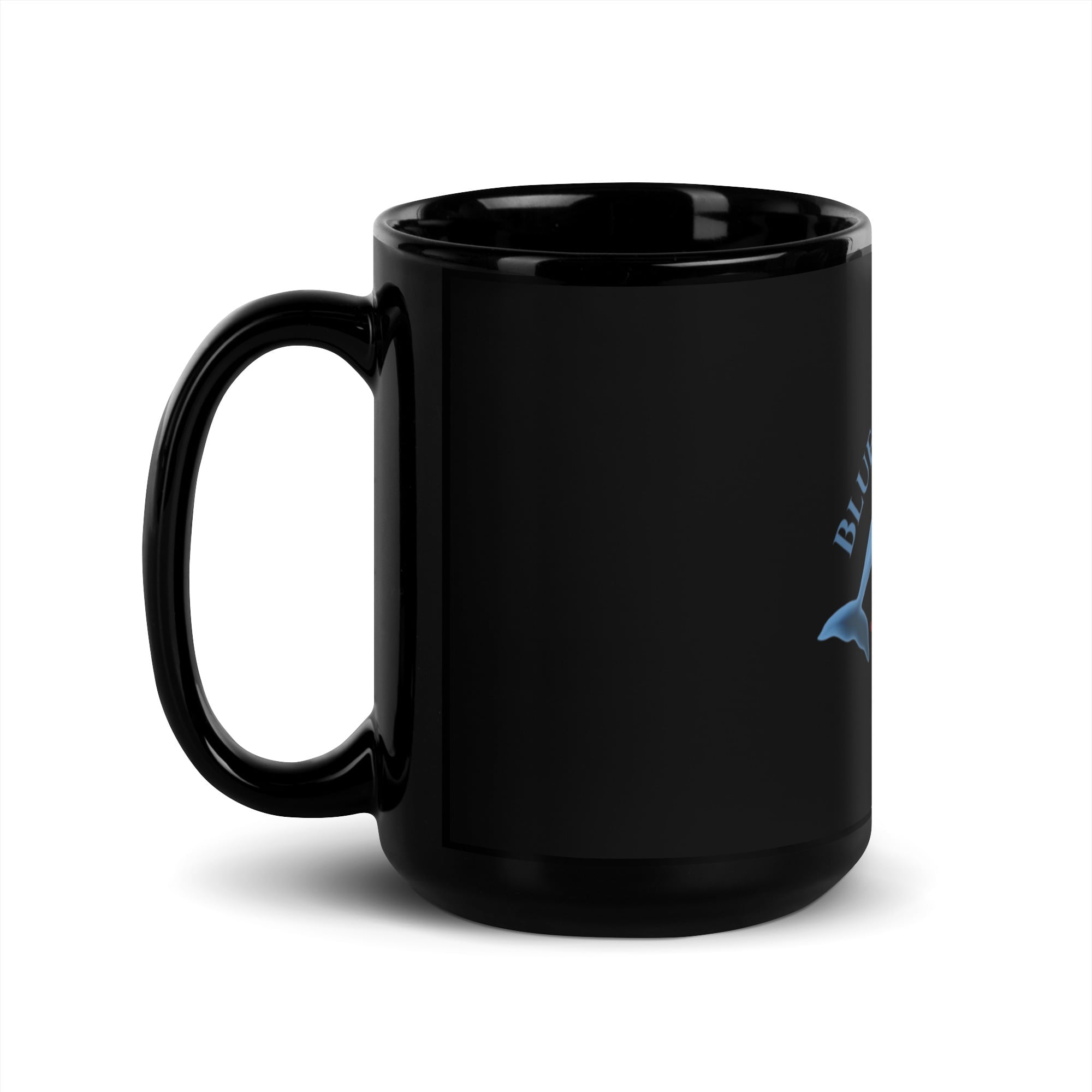 Blue Serenity Dolphin Mug Black Glossy Design By HadiArts-3