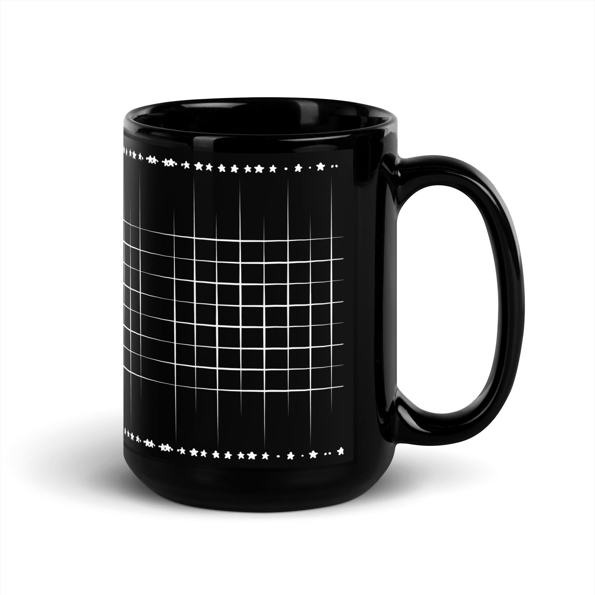 Aura Black Coffee Mugs with Grid design by HadiArts-11