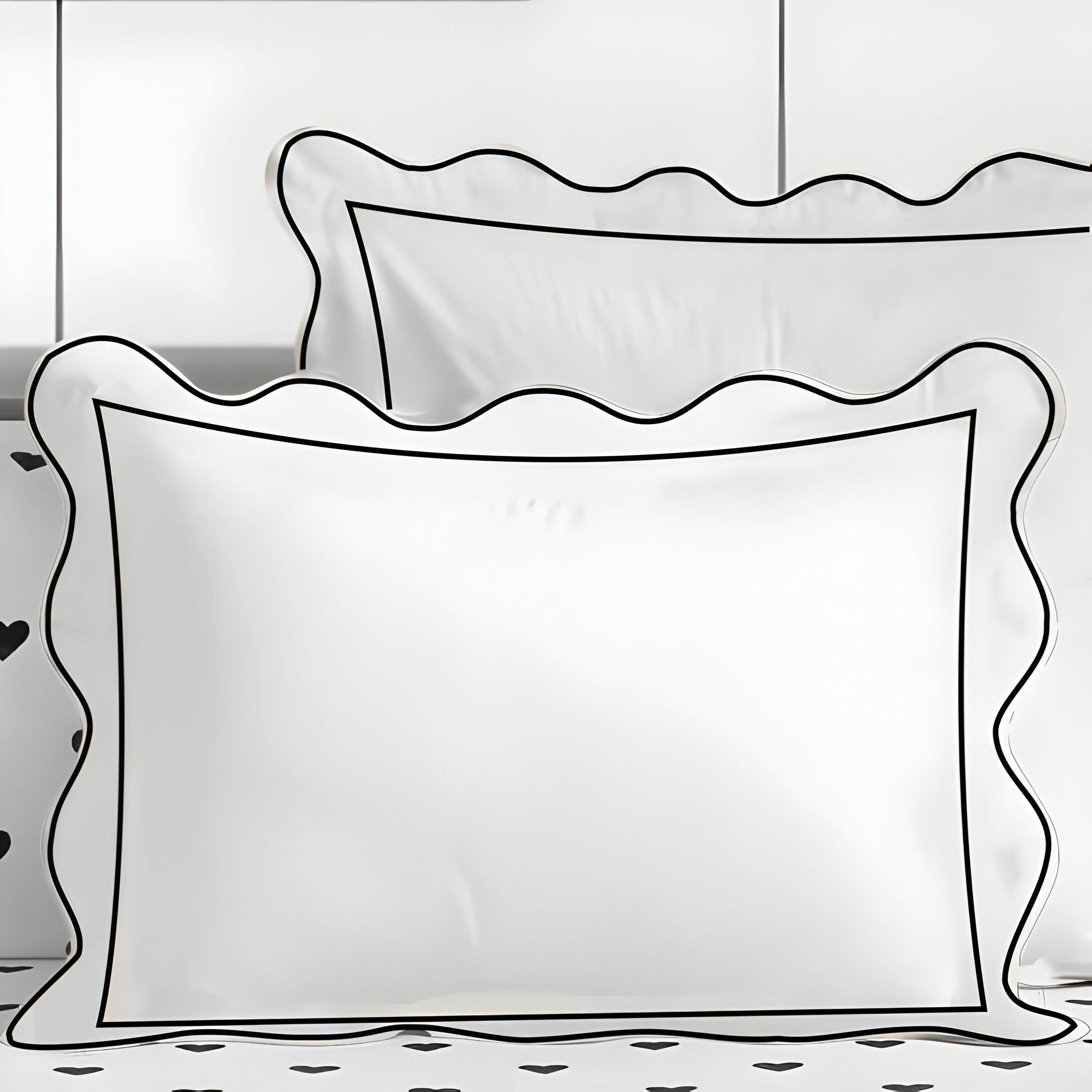 400TC Cotton Scallop Embroidery & Border Sateen Solid Duvet Cover Set