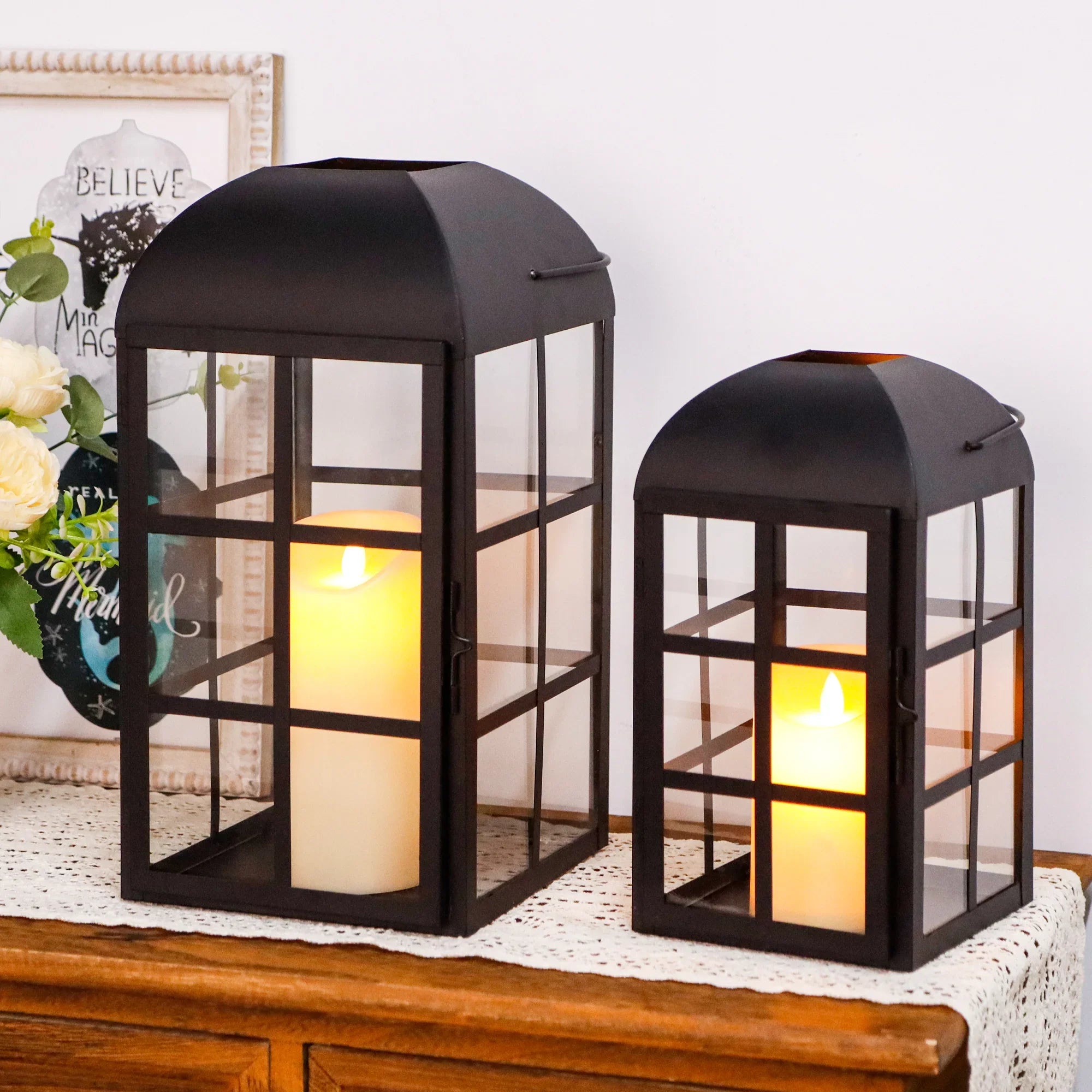 Set of 2 10.5&14''H Decorative Candle Lanterns-2