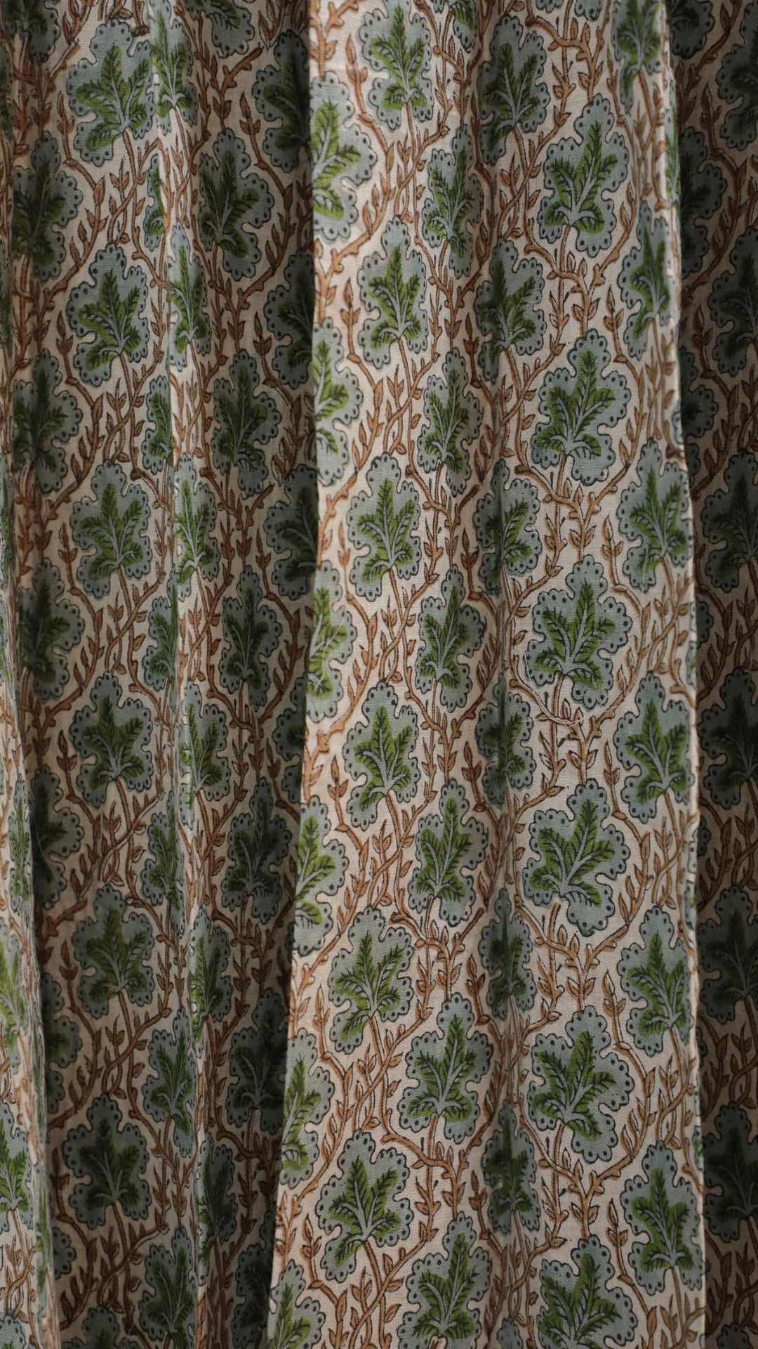 Block Print Linen Green Floral Curtains - Pushp Samhita