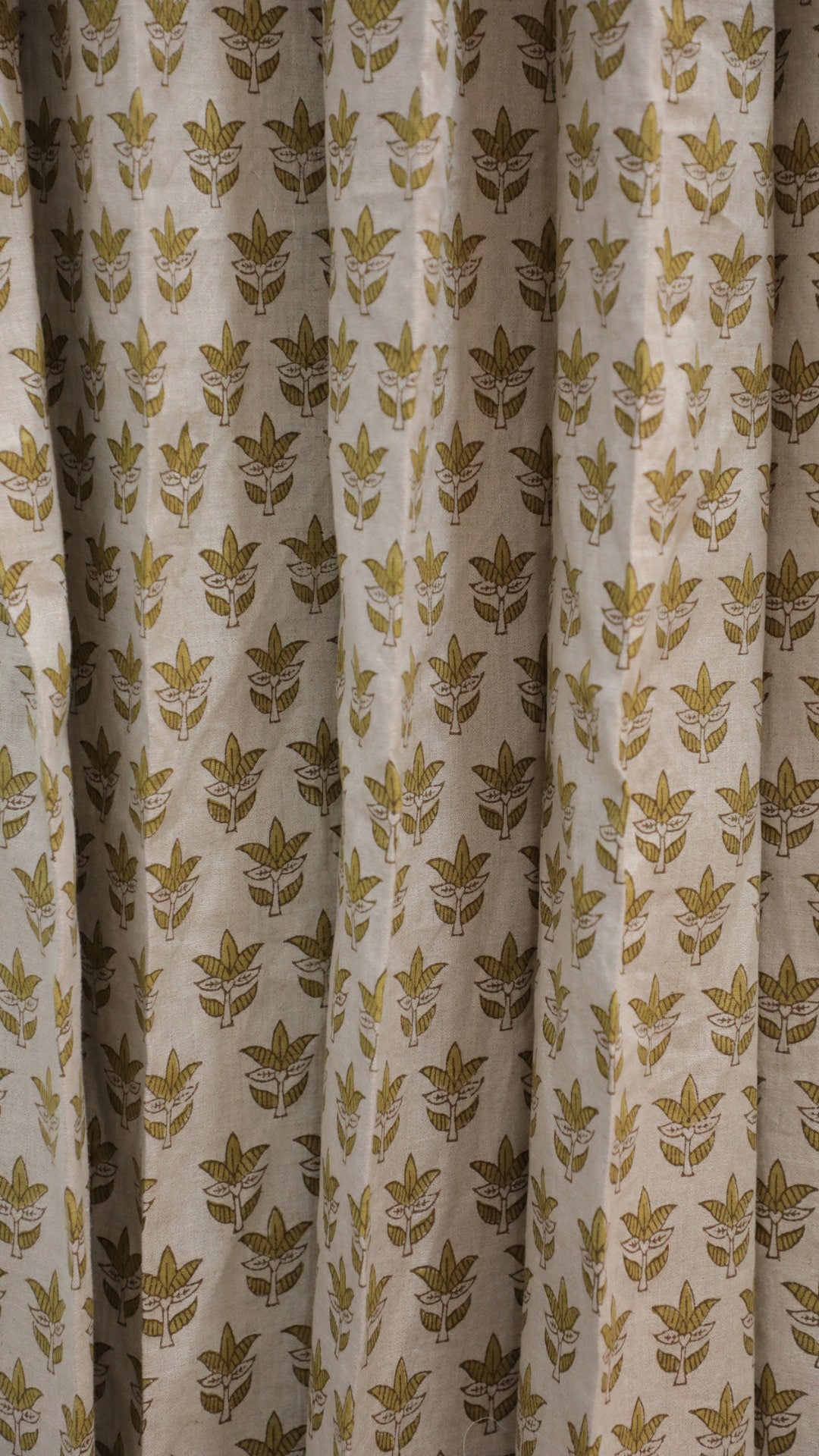 Block Print Green Floral Saat Patti Bedroom Curtains
