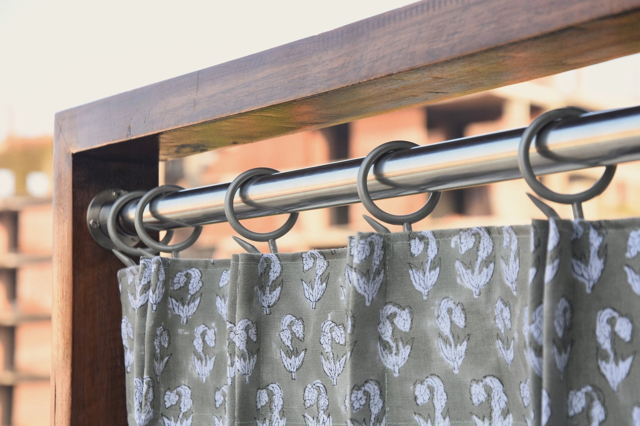 Handcrafted Block Print Gray Floral Curtains - Superstar