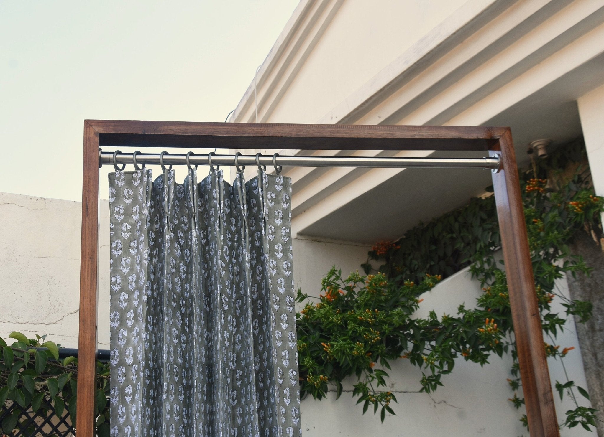 Handcrafted Block Print Gray Floral Curtains - Superstar