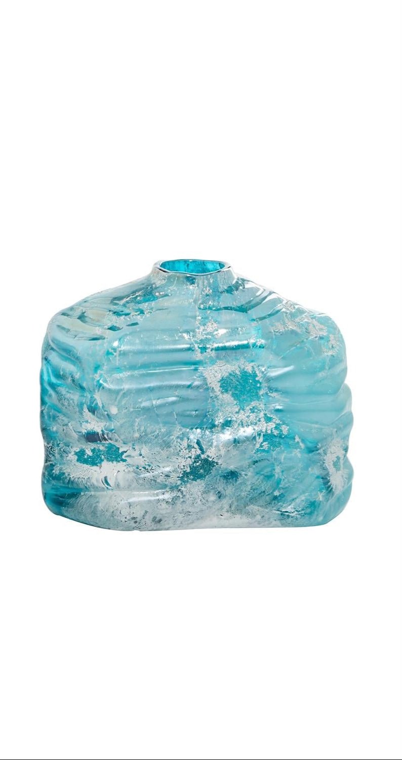 Blue Glass Handmade Blown Decorative Vase