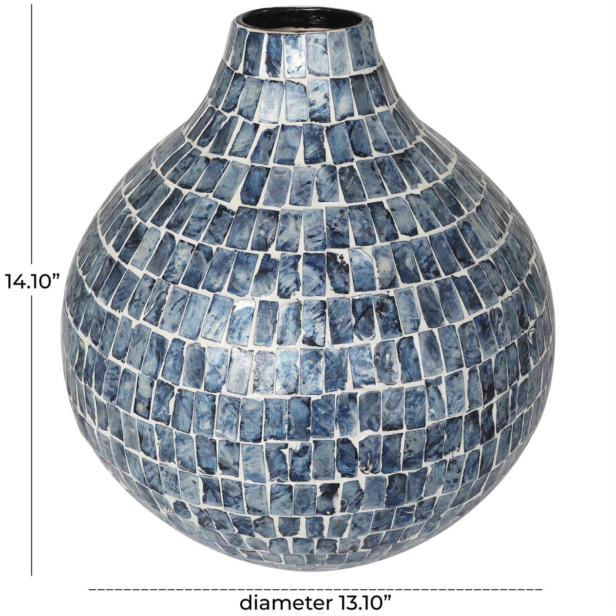 Blue Mother of Pearl Shell Handmade Mosaic Inspired Decorative Vase