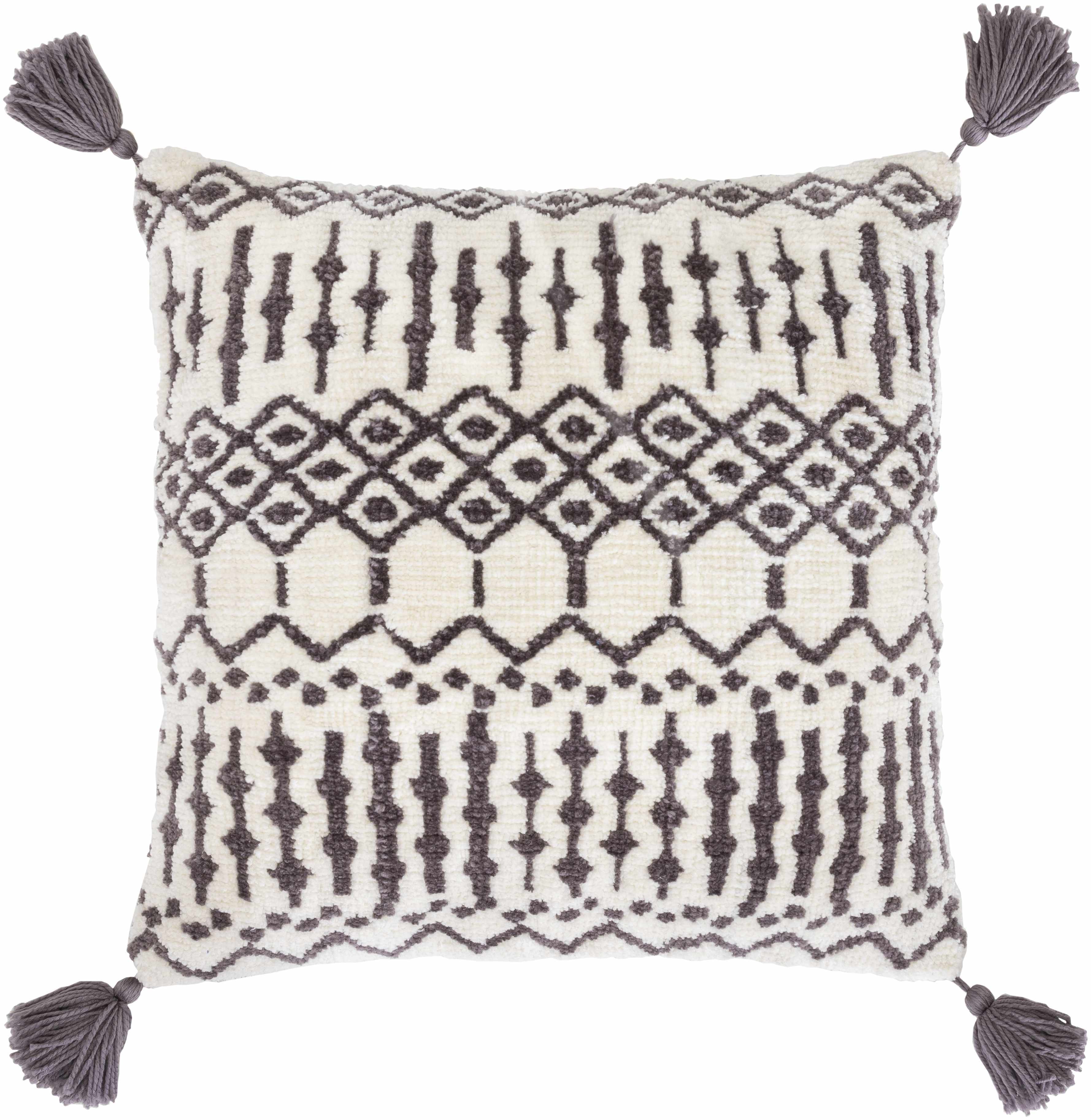 Binalan Black White Geometric Tassel Accent Pillow - Clearance-0