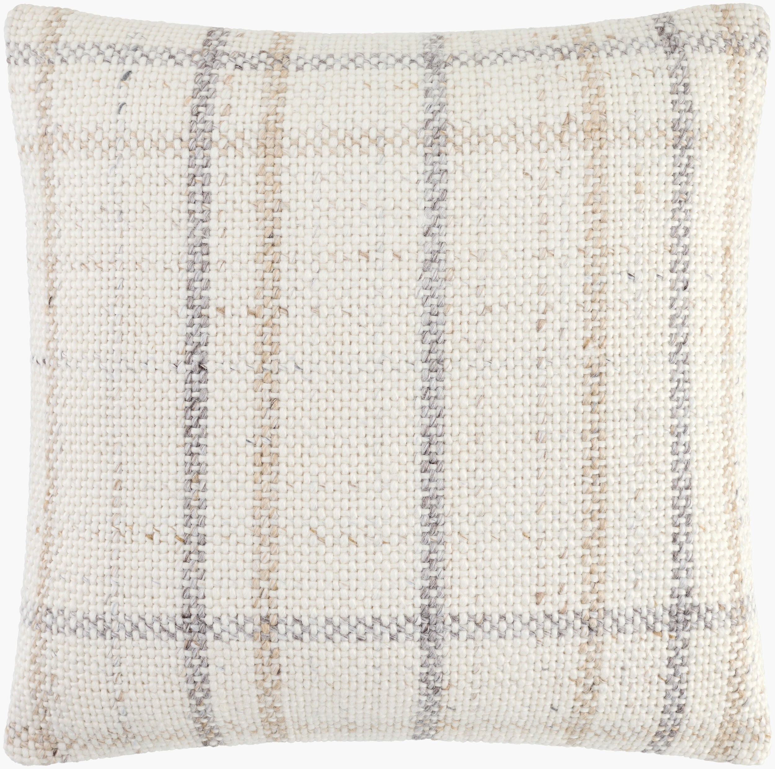 Warm Light Gray Modern Accent Pillow with cotton details for sofa bed or accent chair-0