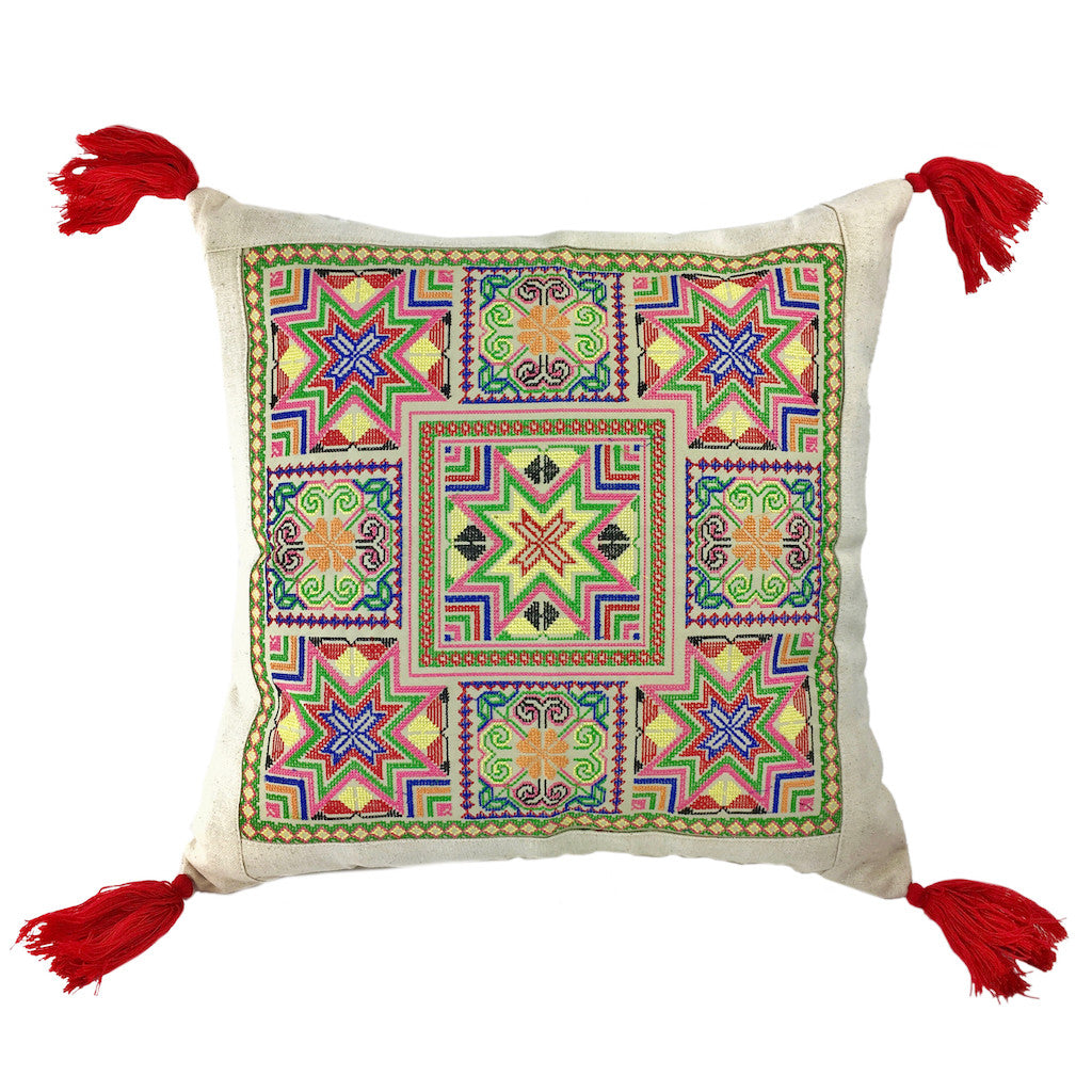 Needlepoint Tassel Pillow Cover-0