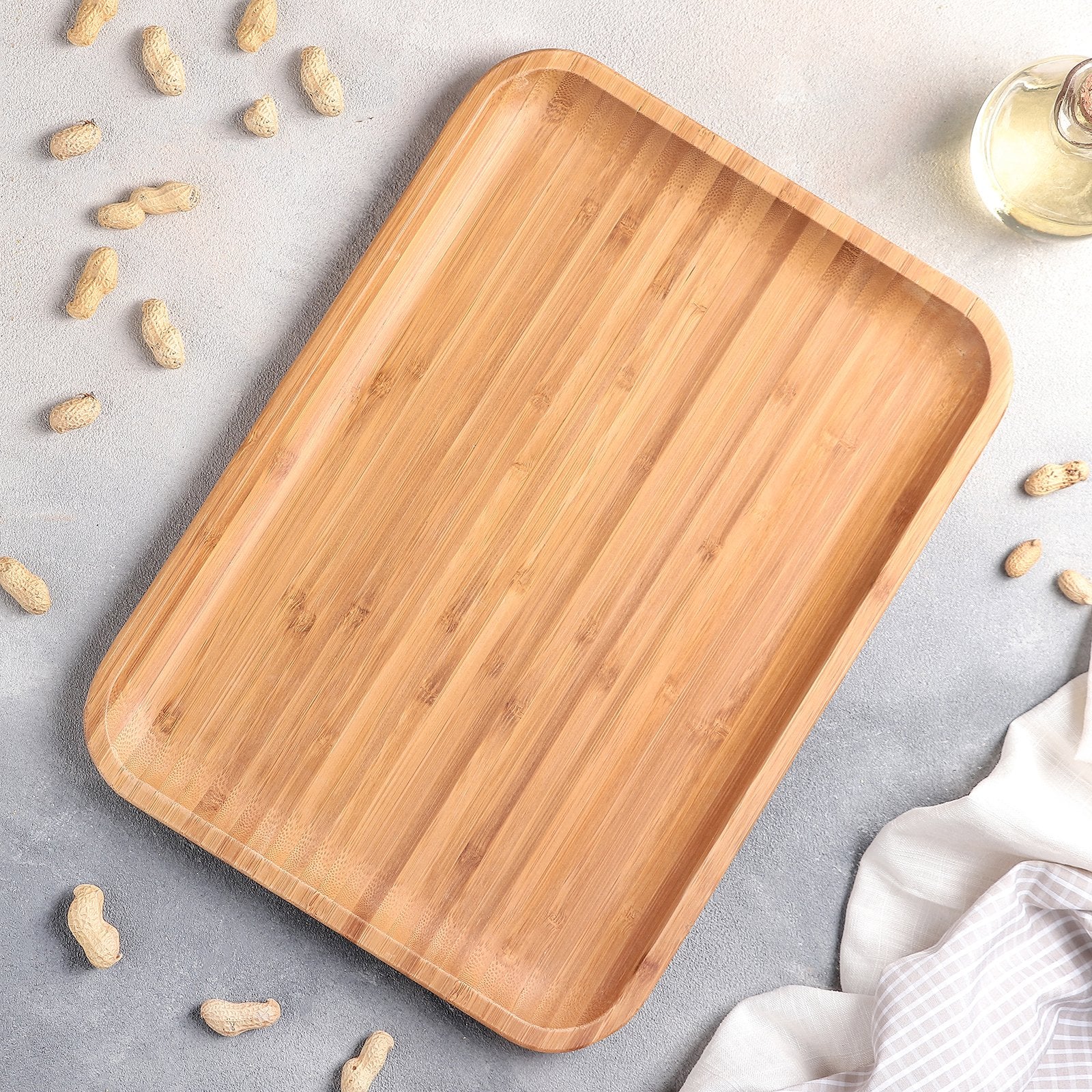 Bamboo Platter 14" inch X 10" inch | For Appetizers / Barbecue / Steak-0