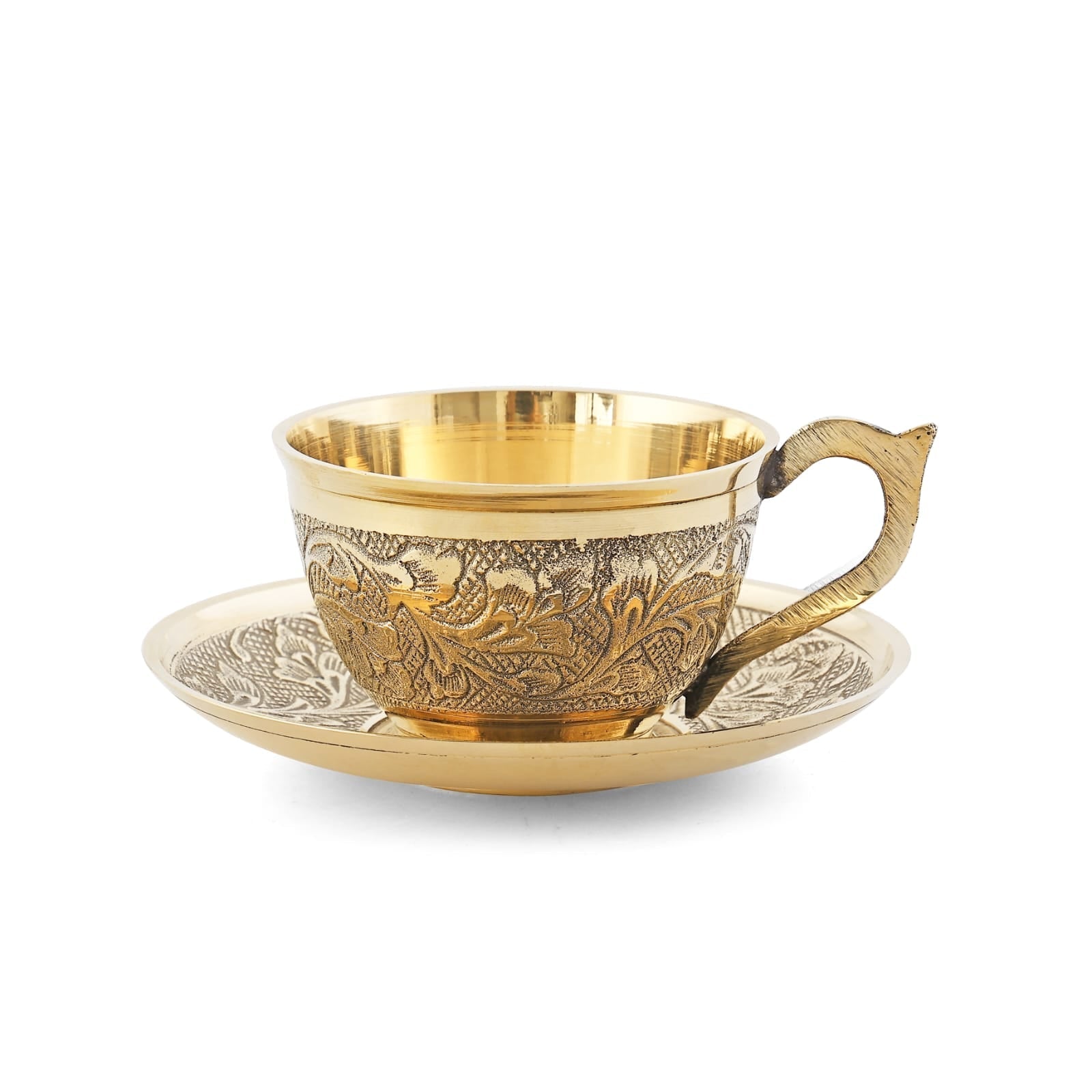 Handcrafted Brass Cup Saucer Set - Elegant Vintage Drinkware for Tea and Coffee | Boho Kitchen-4
