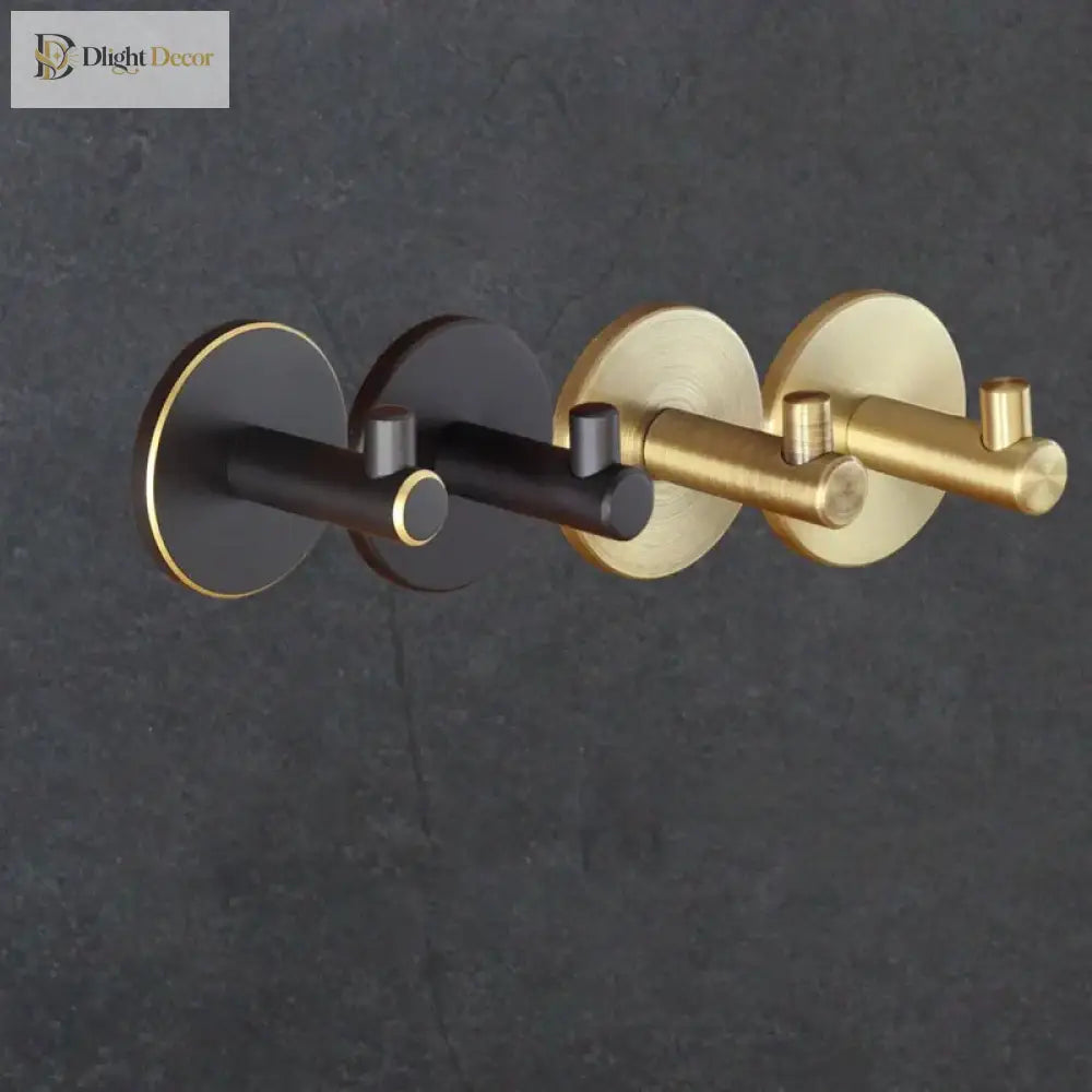 Brass Wall Hook – Gold and Black Towel Hanger for Bathroom, Kitchen, and Bedroom Storage