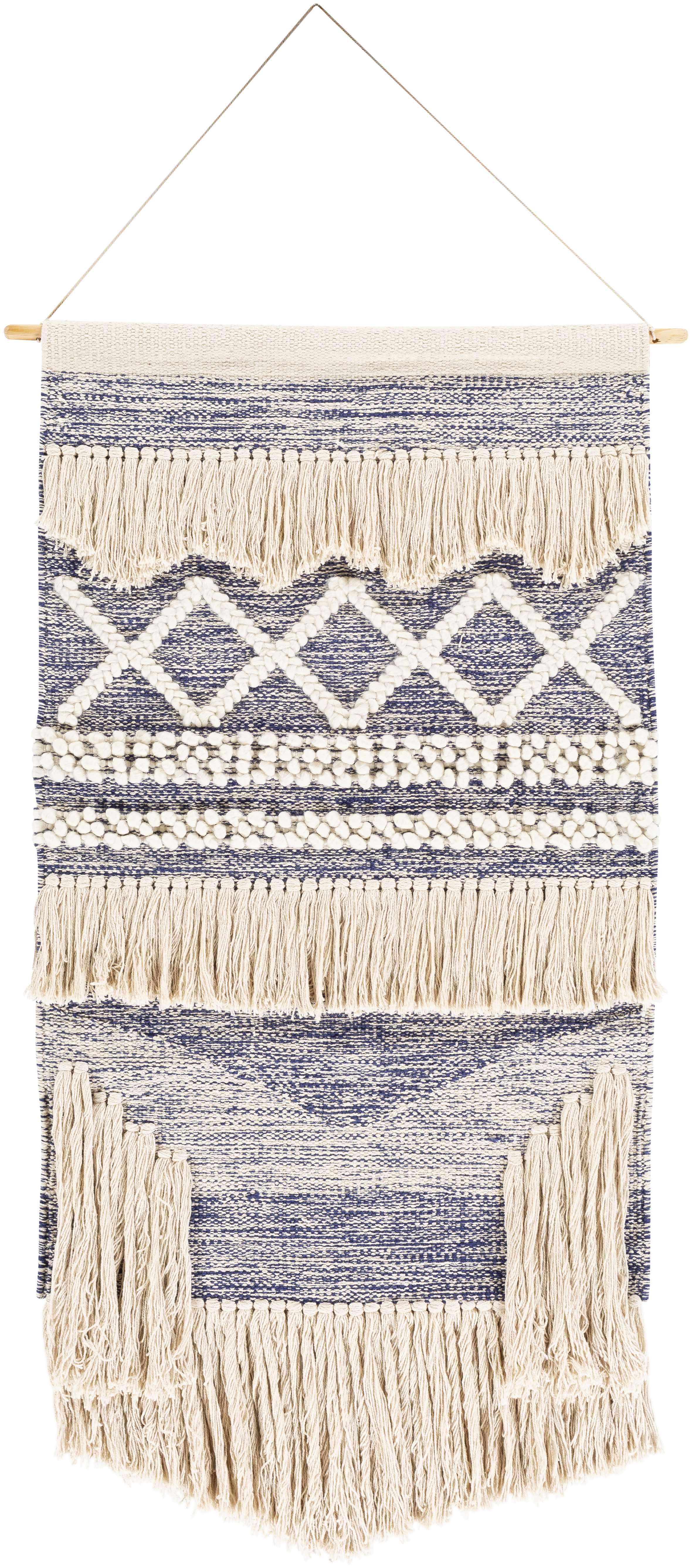 Braunston Boho Navy & Beige Textured Wall Hanging - PRHOMZ