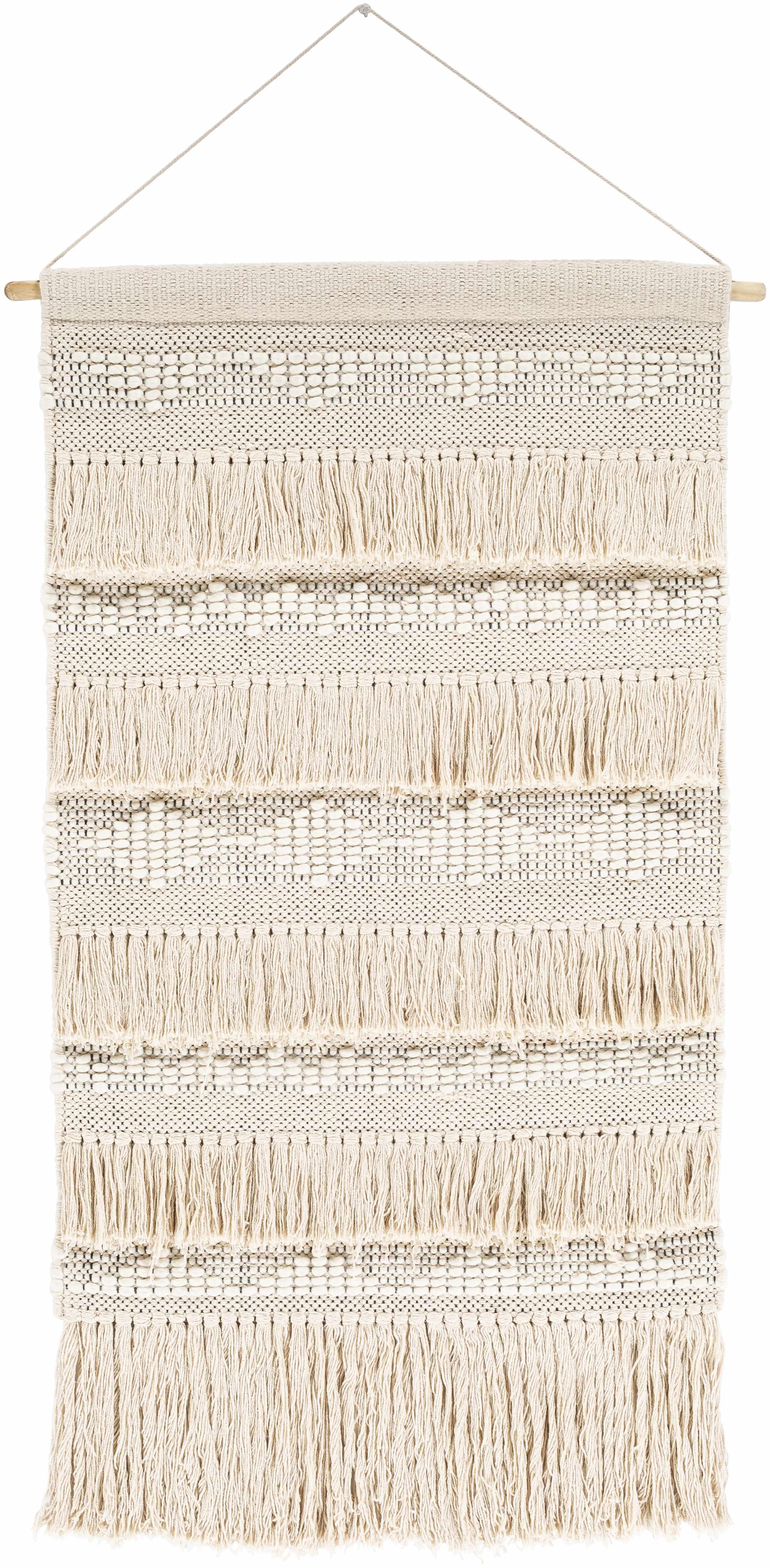Brookesmith Cream Fringed Patterned Wall Hanging-0